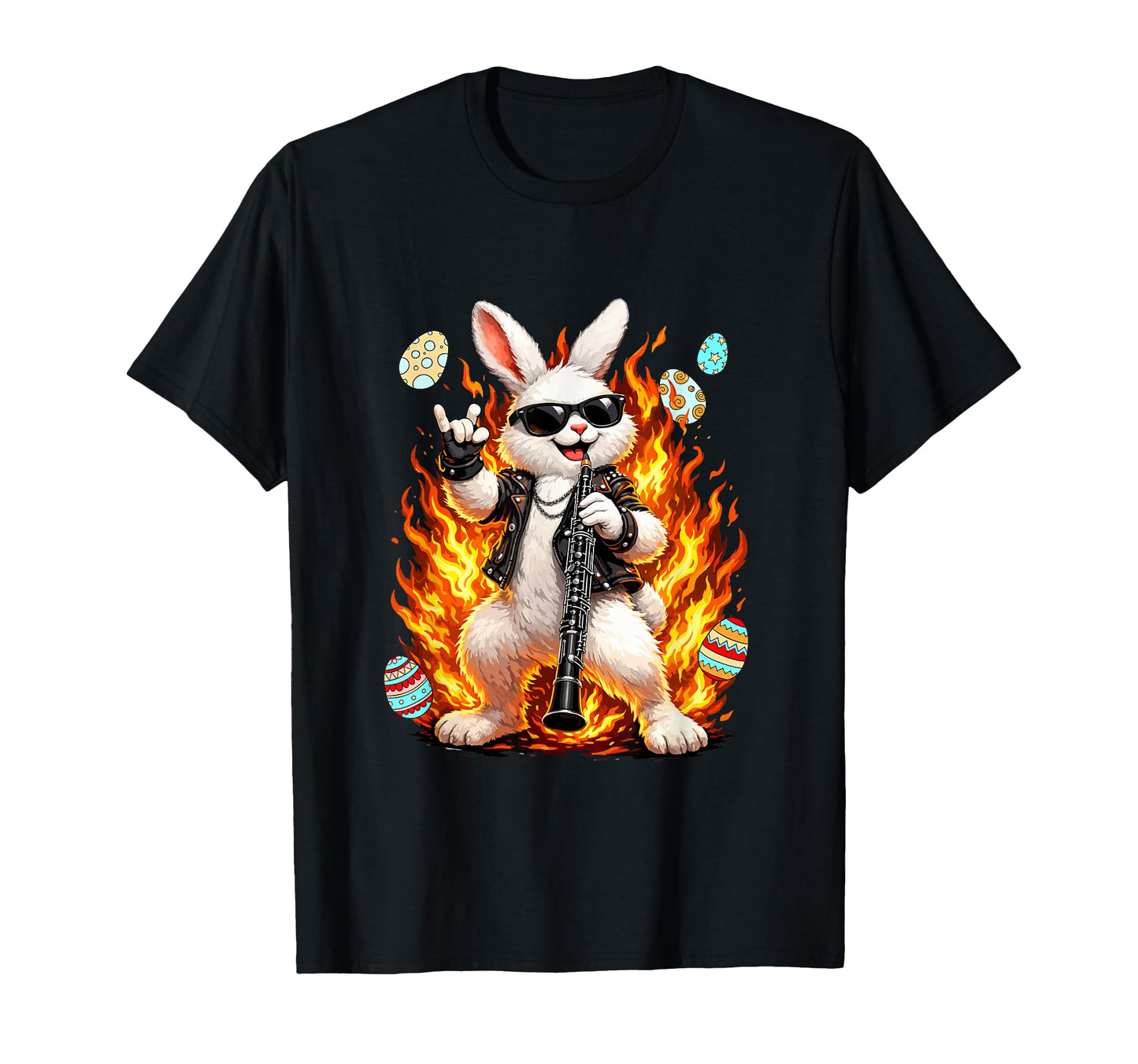 Easter Bunny Playing Oboe T-Shirt - Fun Novelty Design Men Women - T-Shirt, Sweatshirt, Hoodie