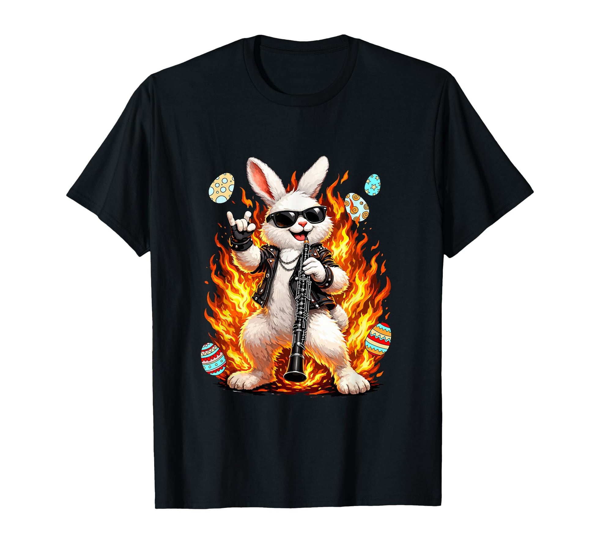 Easter Bunny Playing Oboe T-Shirt - Fun Novelty Design Men Women - T-Shirt, Sweatshirt, Hoodie