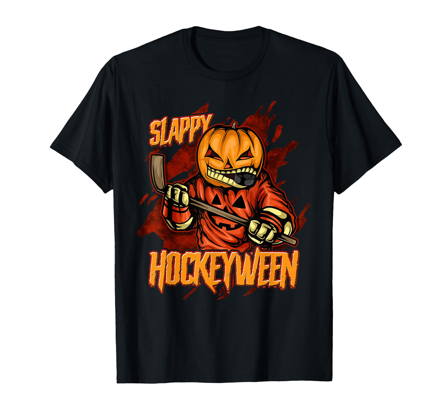 Hockey Slappy Hockeyween Pumpkin Jack T-Shirt - Unique Graphic for Adults - T-Shirt, Sweatshirt, Hoodie