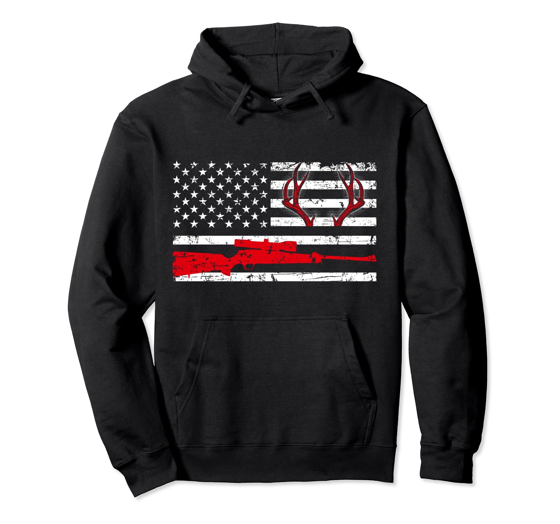 Deer Hunting American Flag Hunt Usa Flag Hoodie - Unique Graphic Men Women - T-Shirt, Sweatshirt, Hoodie
