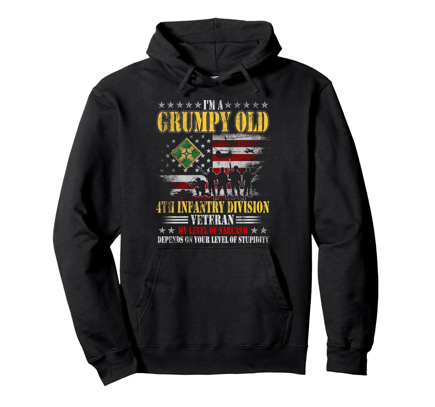 Grumpy Old 4Th Infantry Division Hoodie - Minimalist Print Men Women - T-Shirt, Sweatshirt, Hoodie