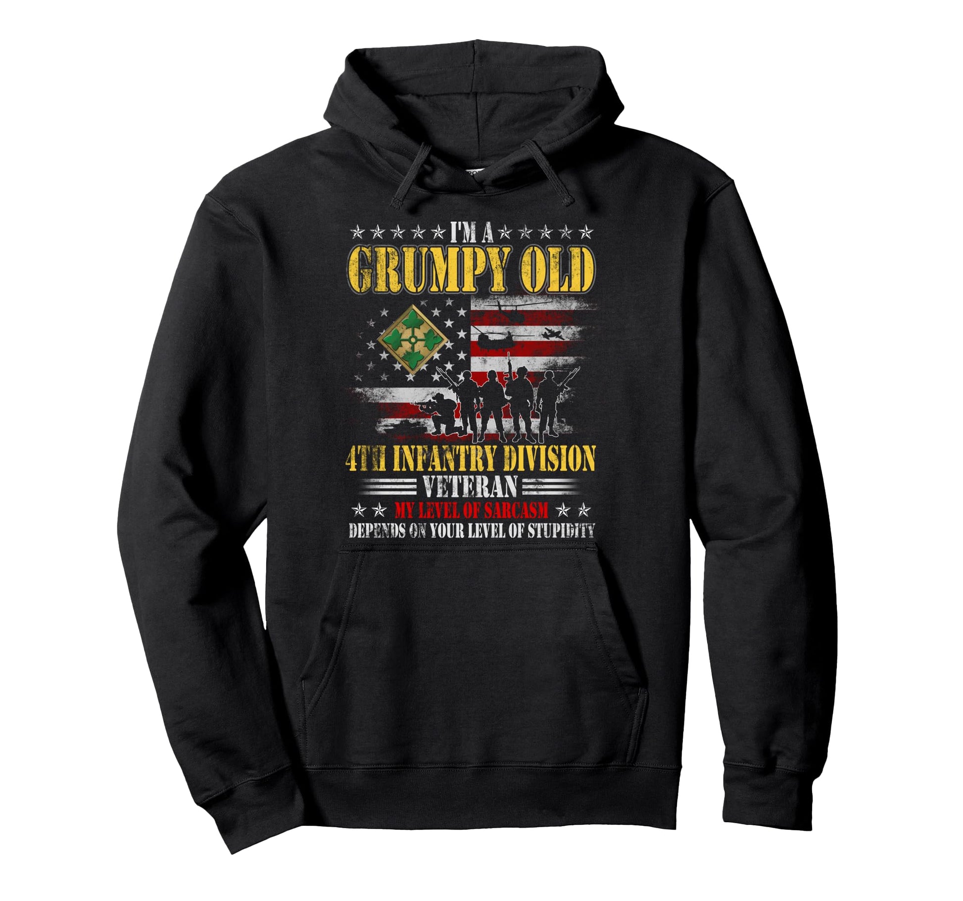 Grumpy Old 4Th Infantry Division Hoodie - Minimalist Print Men Women - T-Shirt, Sweatshirt, Hoodie