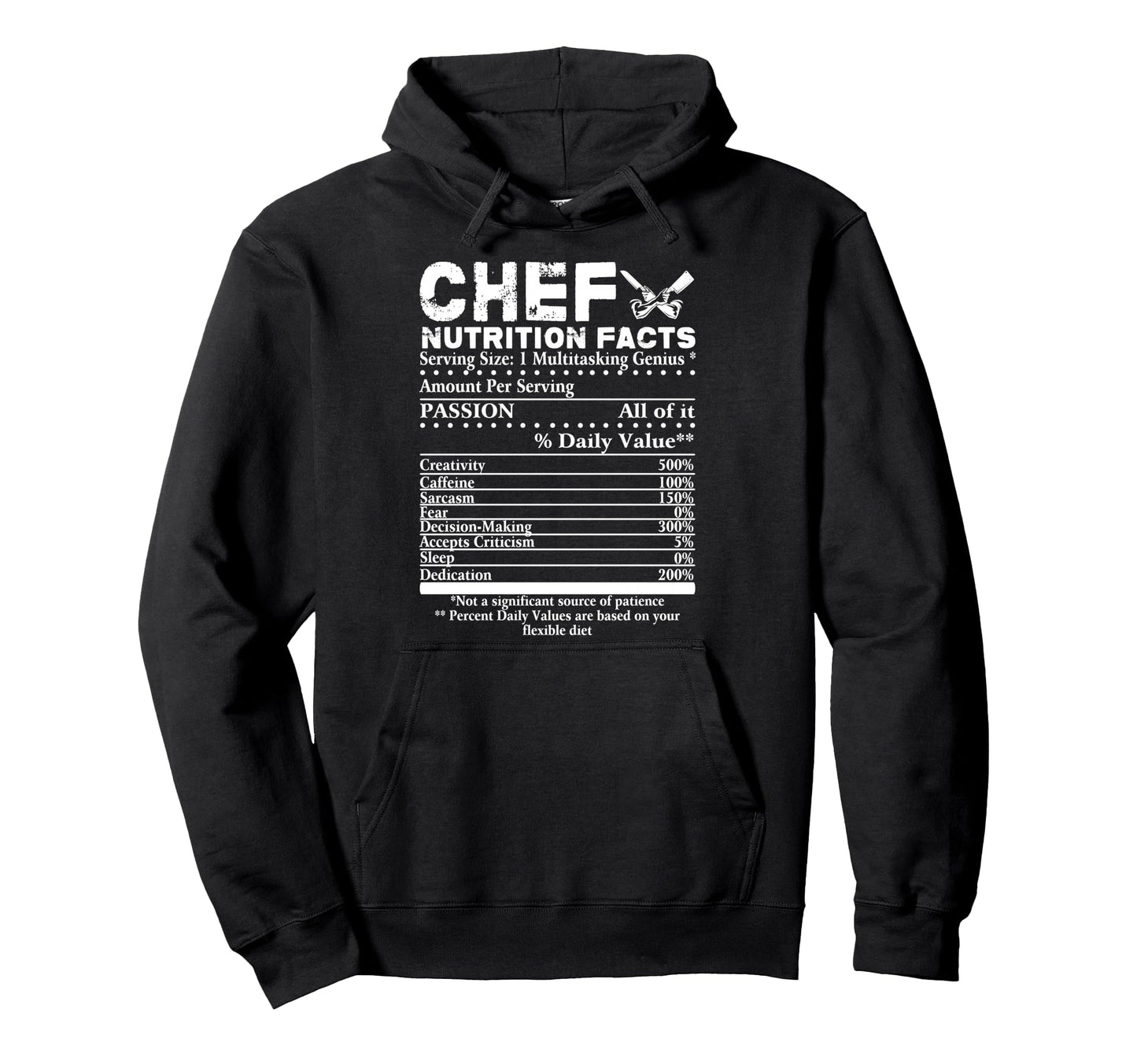 Chef Nutrition Facts Chef Gift Chefs Hoodie - Trendy Graphic Men Women - T-Shirt, Sweatshirt, Hoodie