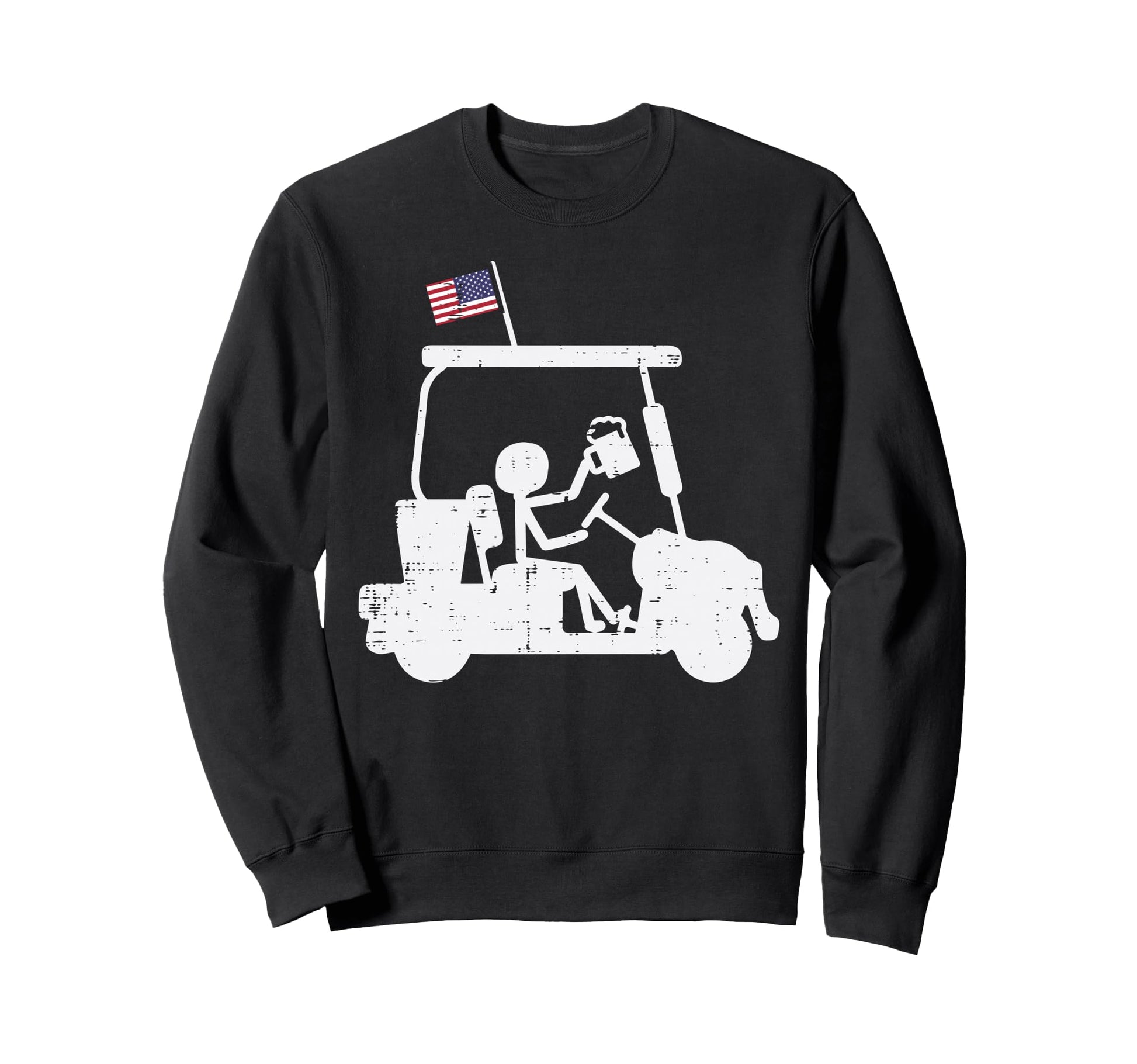 Golf Cart Us Flag Funny Golfing Sweatshirt - Trendy Graphic Unisex - T-Shirt, Sweatshirt, Hoodie