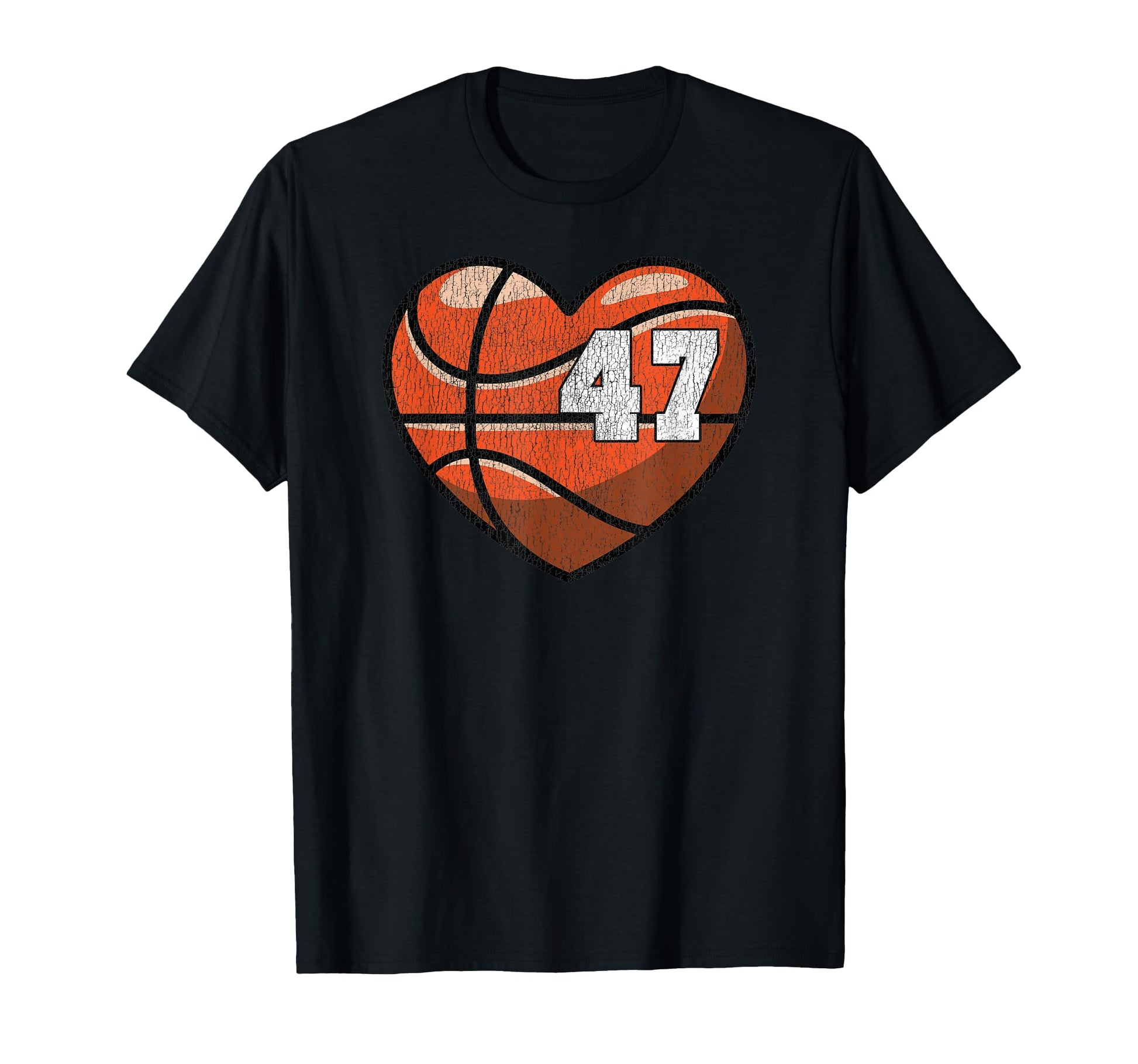 Basketball Number 47 Distressed Heart T-Shirt - Custom Art Print Unisex - T-Shirt, Sweatshirt, Hoodie