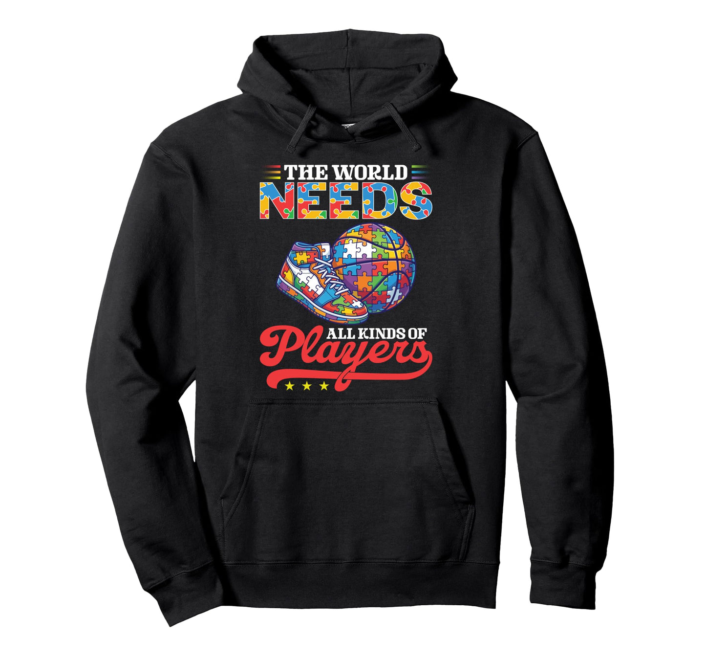 World Needs All Kinds Players Autism Hoodie - Graphic Print for Adults - T-Shirt, Sweatshirt, Hoodie