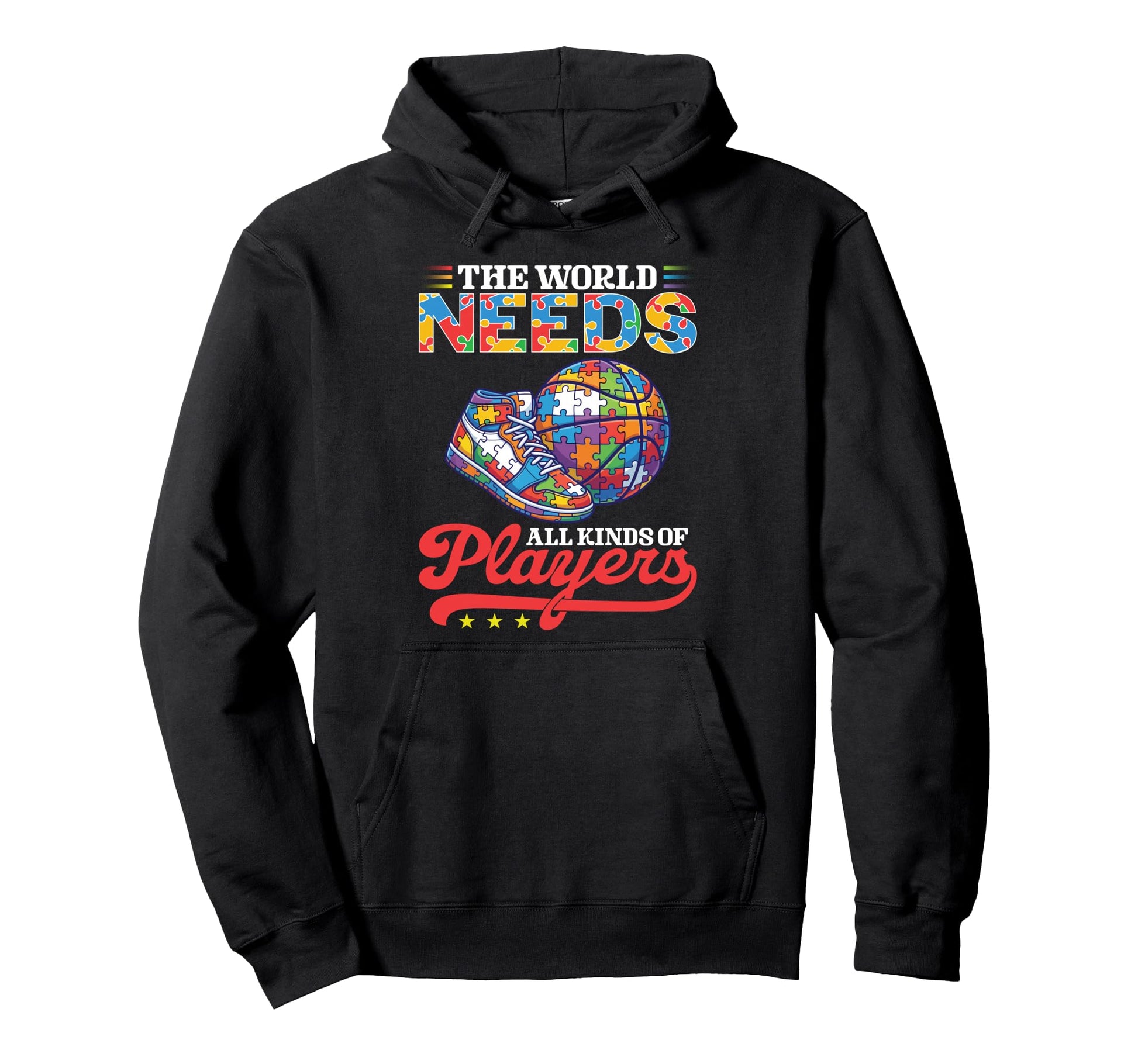 World Needs All Kinds Players Autism Hoodie - Graphic Print for Adults - T-Shirt, Sweatshirt, Hoodie