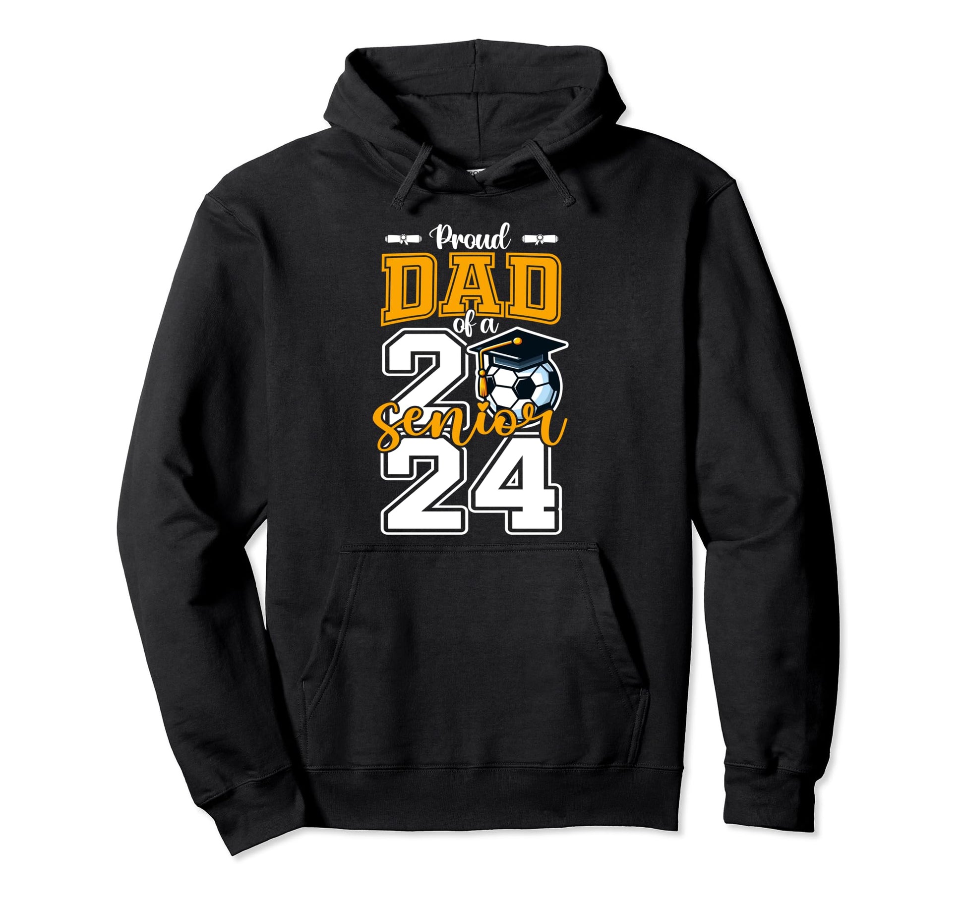 Proud Dad 2024 Senior Soccer High Hoodie - Aesthetic Graphic Men Women - T-Shirt, Sweatshirt, Hoodie
