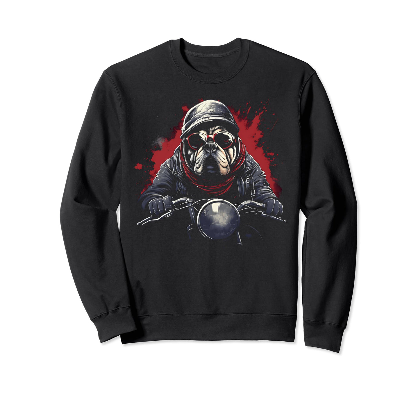 Motorcycle Dad Biker Dog Bulldog Sweatshirt - Fun Novelty Design Unisex - T-Shirt, Sweatshirt, Hoodie