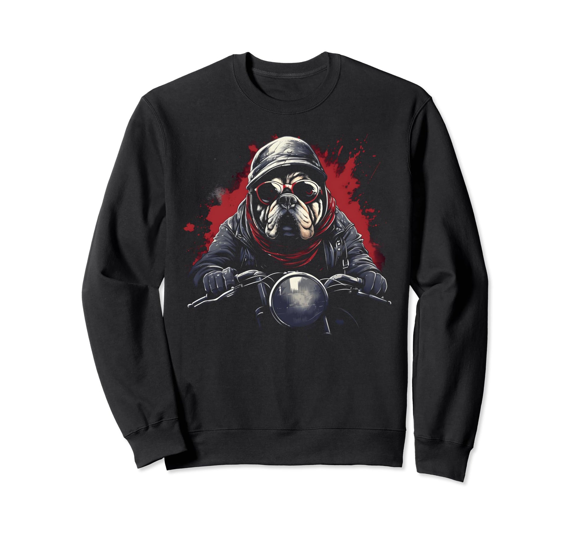 Motorcycle Dad Biker Dog Bulldog Sweatshirt - Fun Novelty Design Unisex - T-Shirt, Sweatshirt, Hoodie
