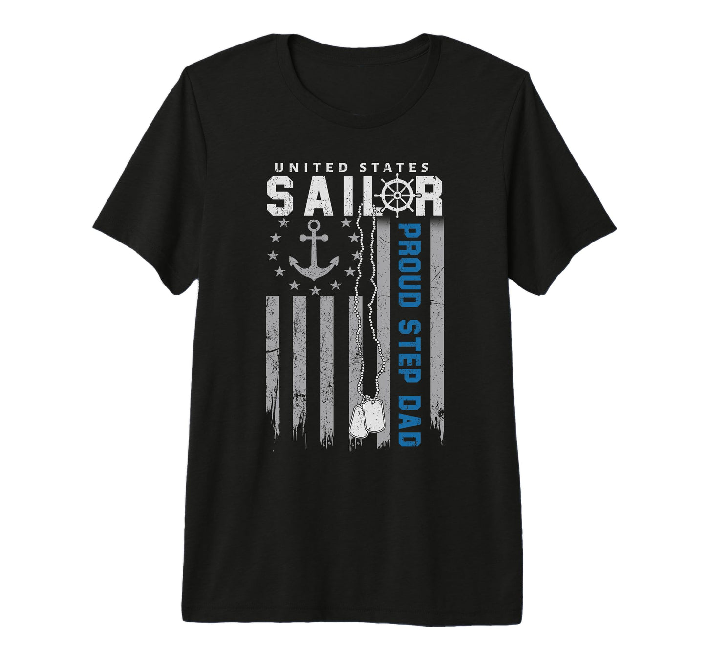 Mens Proud Step Dad Us Sailor Flag Usa T-Shirt - Trendy Graphic for Adults - T-Shirt, Sweatshirt, Hoodie