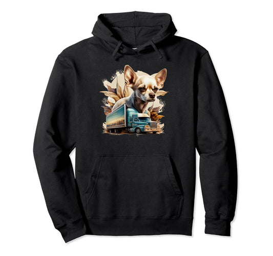 Chihuahua Trucker Truck Driver Dad Car Hoodie - Minimalist Print Unisex - T-Shirt, Sweatshirt, Hoodie