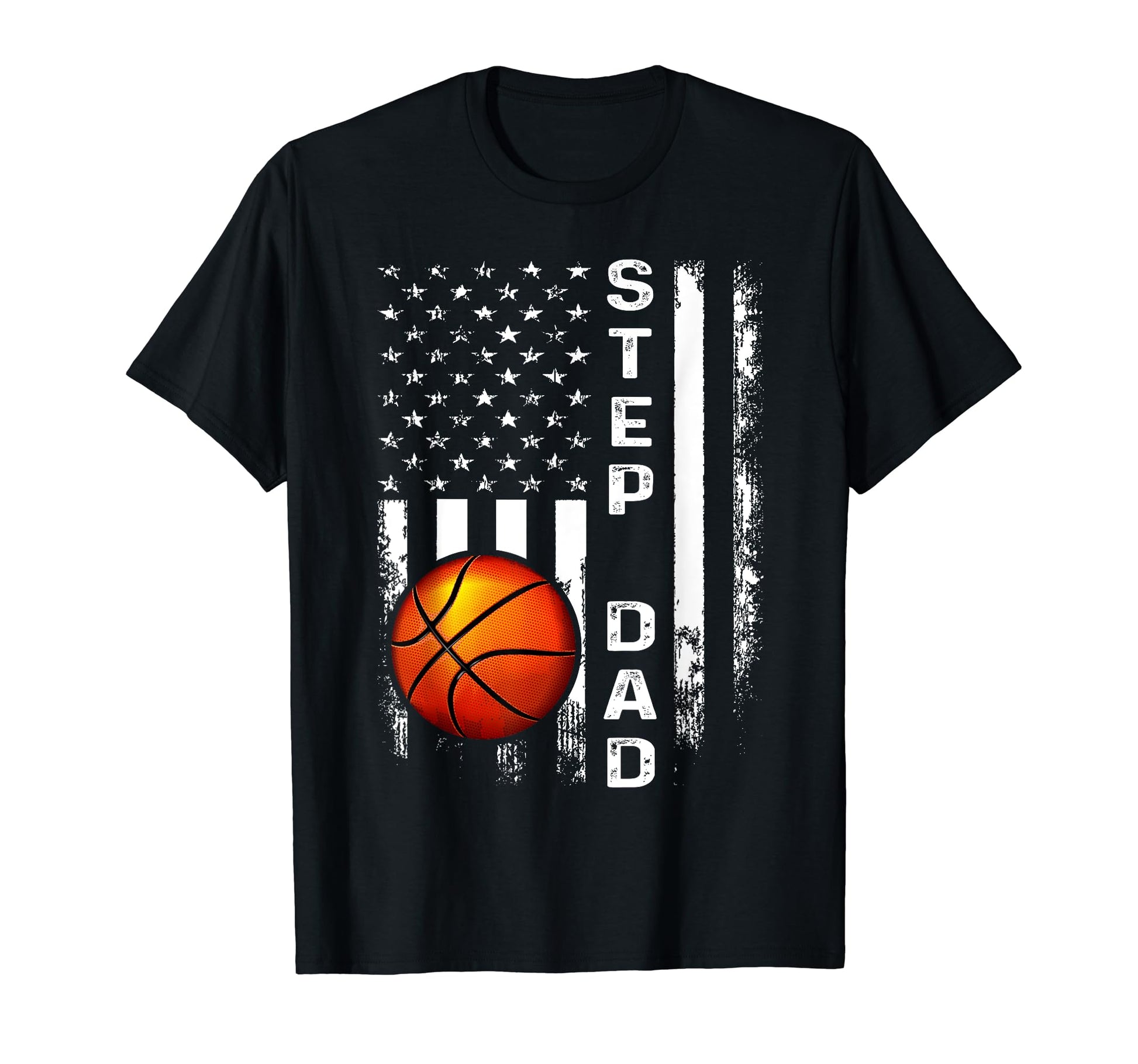 Basketball Step Dad American Flag T-Shirt - Aesthetic Graphic for Adults - T-Shirt, Sweatshirt, Hoodie