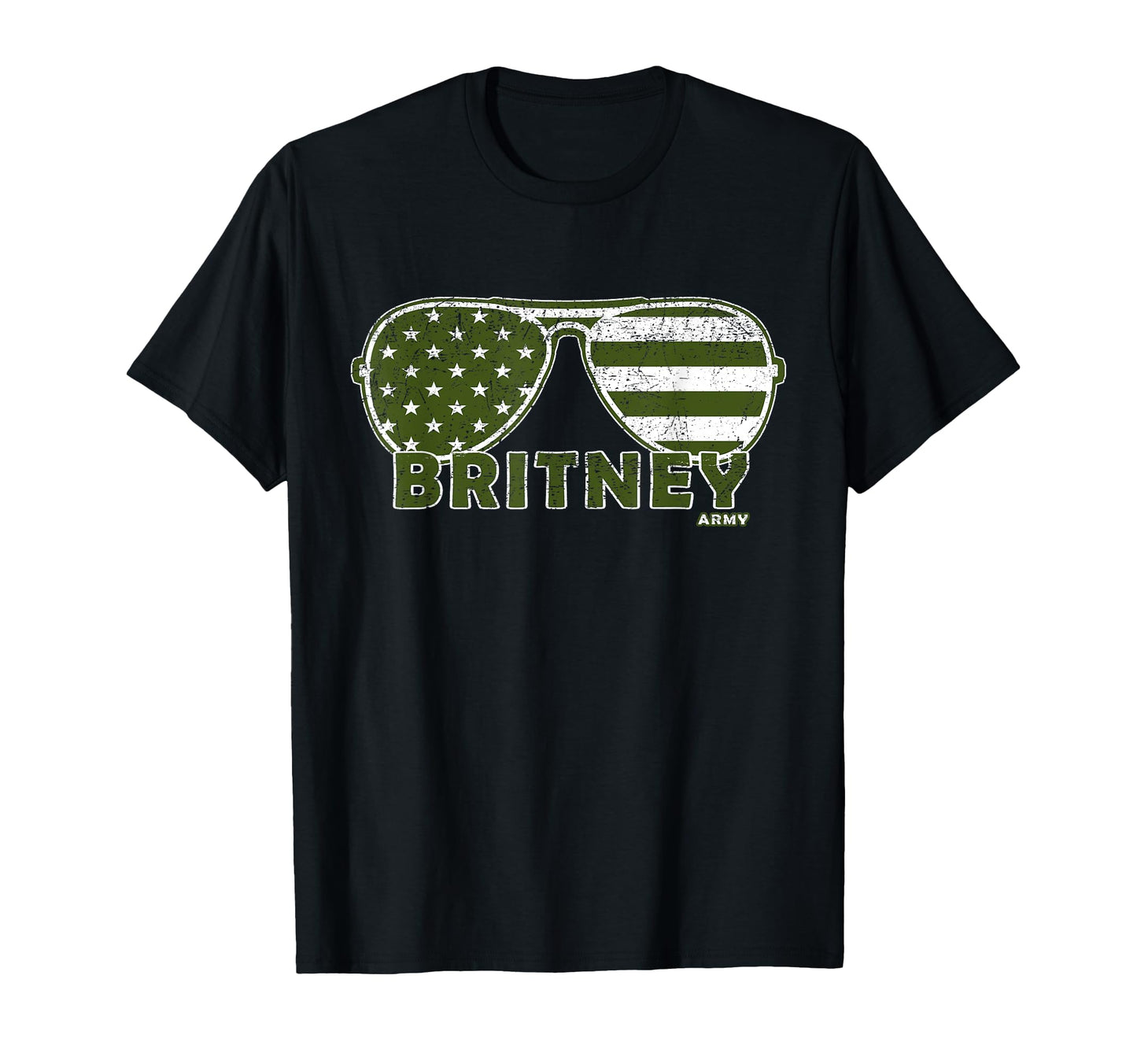 Britney Army Green Us Flag Sunglasses T-Shirt - Graphic Print for Adults - T-Shirt, Sweatshirt, Hoodie
