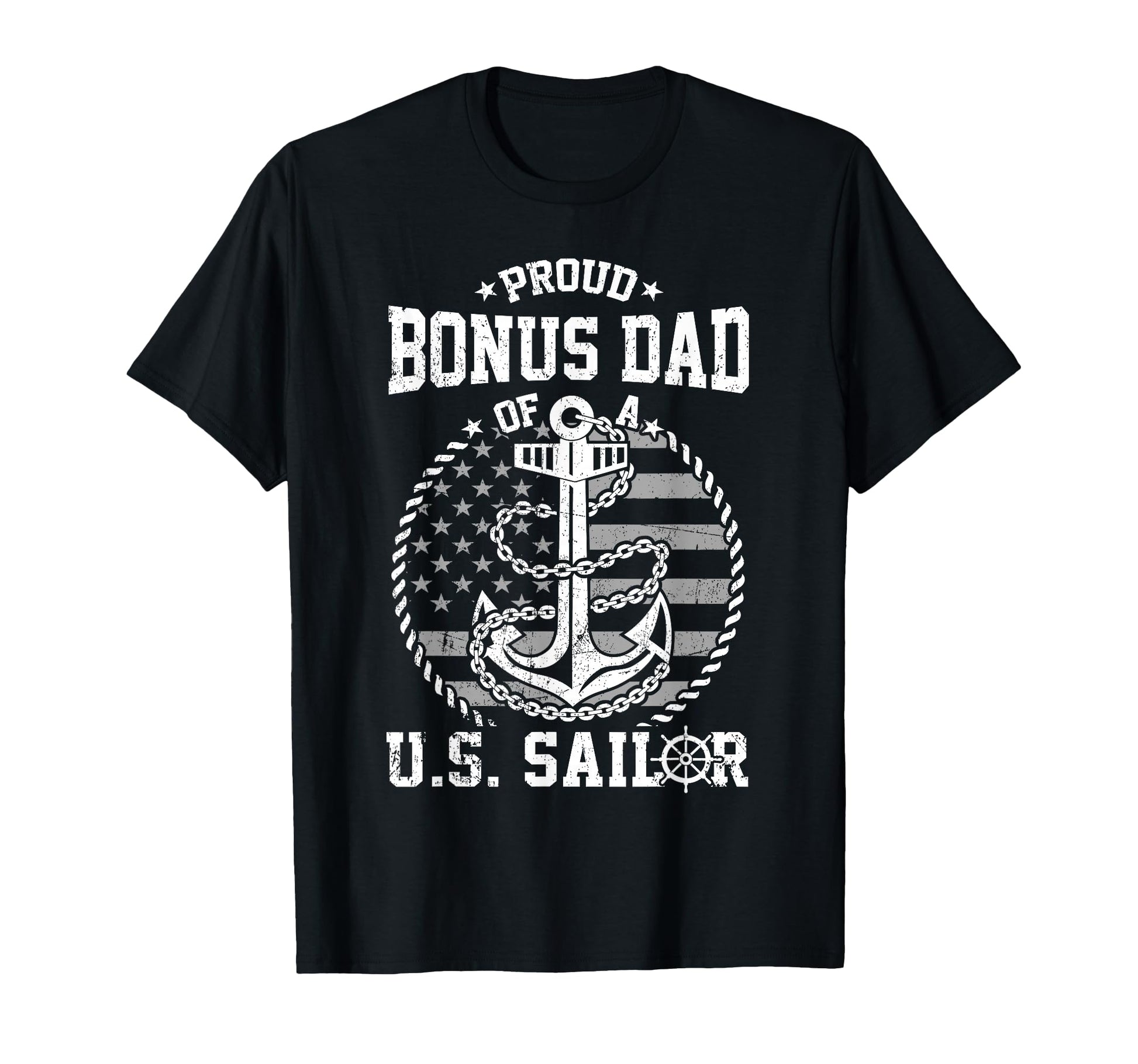 Proud Bonus Dad Us Sailor Anchor Flag T-Shirt - Streetwear Style Unisex - T-Shirt, Sweatshirt, Hoodie