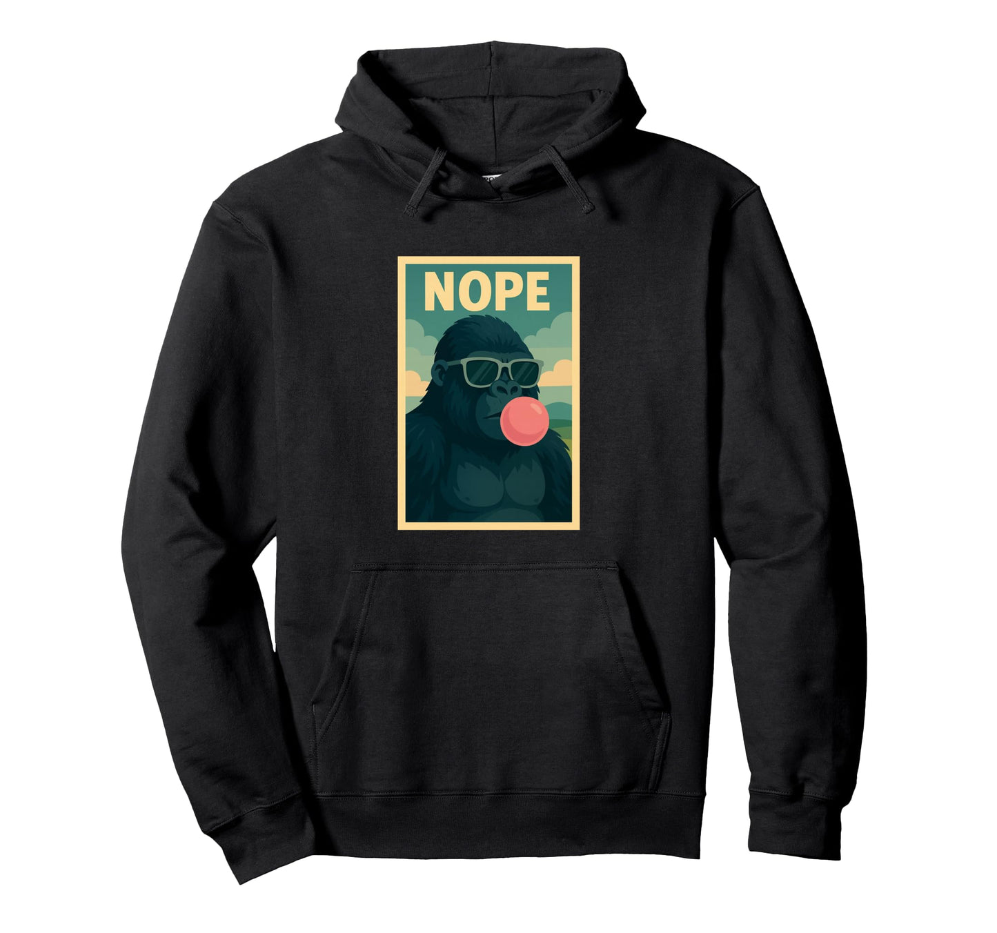 Gorilla Nope Chewing Gum Bubble Pop Art Hoodie - Minimalist Print Unisex - T-Shirt, Sweatshirt, Hoodie