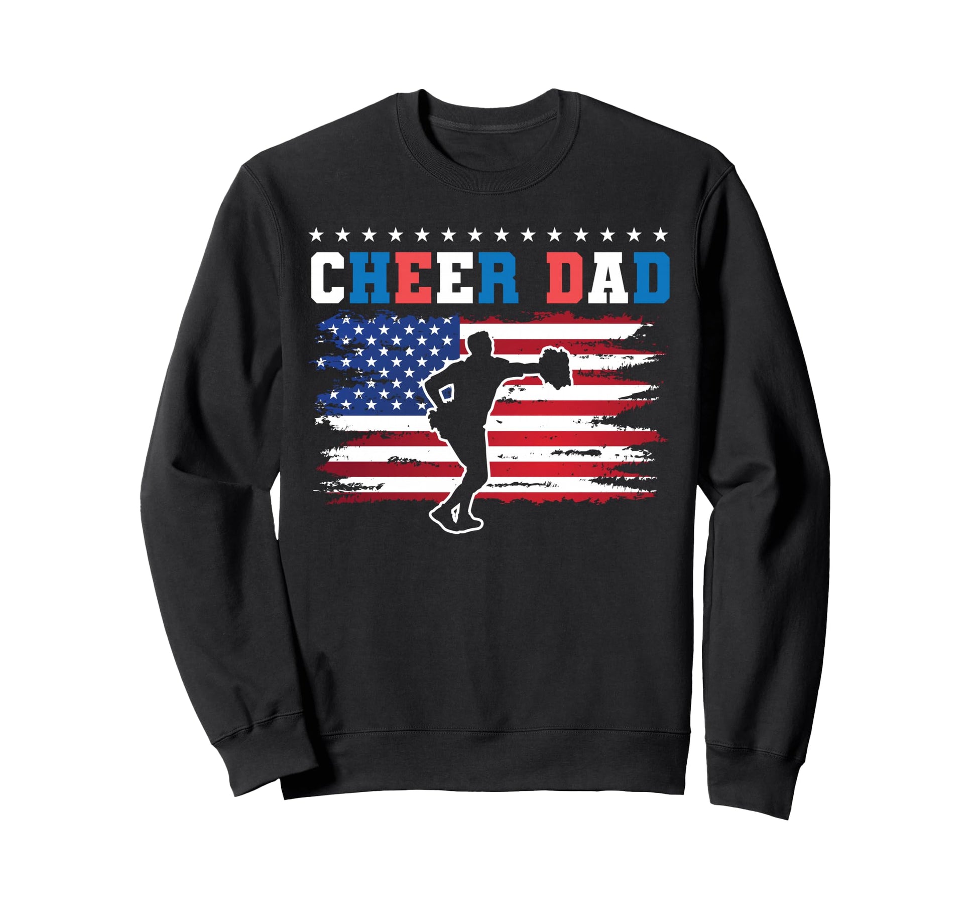 Cheer Dad Cheerleading American Flag Sweatshirt - Graphic Print for Adults - T-Shirt, Sweatshirt, Hoodie