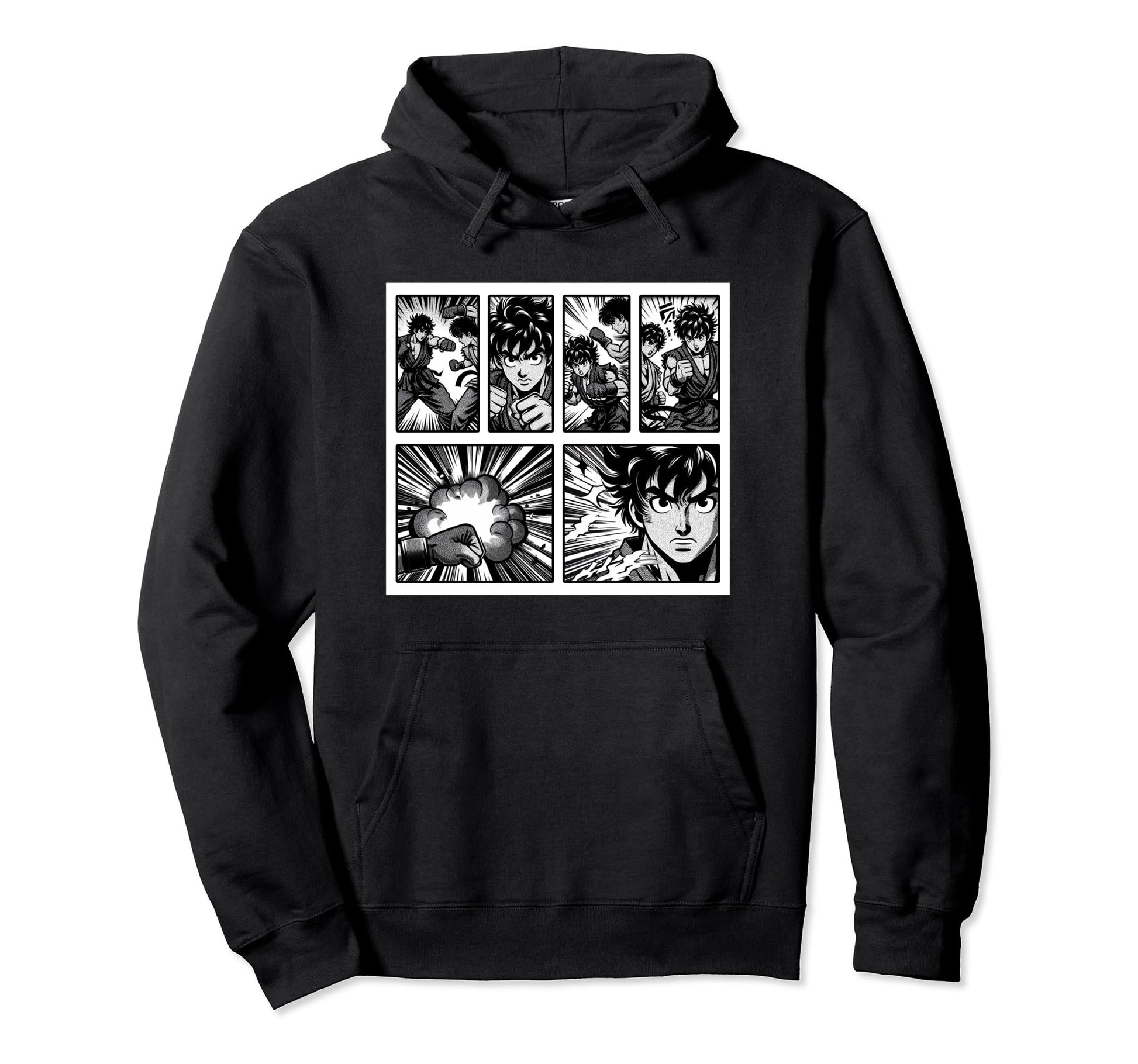 Japanese Fighters Battling Pop Art Hoodie - Graphic Print Unisex - T-Shirt, Sweatshirt, Hoodie