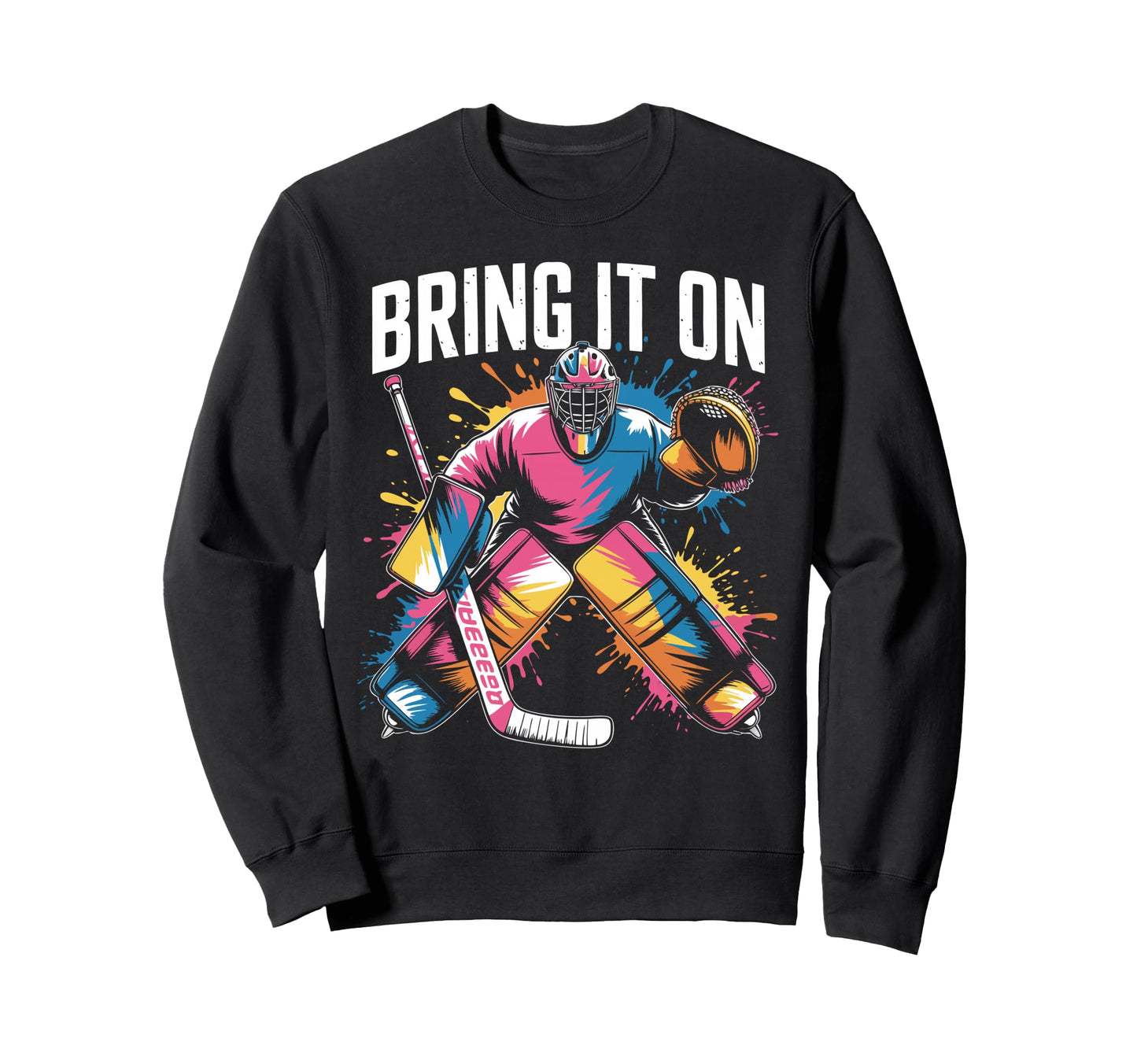 Ice Hockey Goalkeeper Artwork Sweatshirt - Fun Novelty Design for Adults - T-Shirt, Sweatshirt, Hoodie