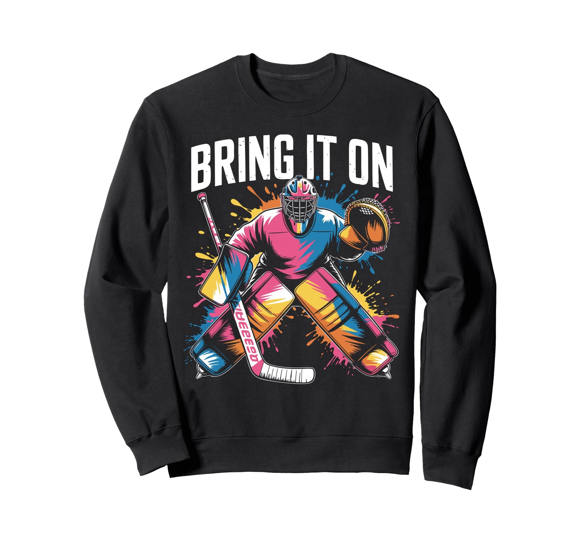 Ice Hockey Goalkeeper Artwork Sweatshirt - Fun Novelty Design for Adults - T-Shirt, Sweatshirt, Hoodie