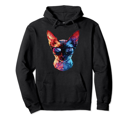 Cat Dad Mom Sunglasses Devon Rex Hoodie - Aesthetic Graphic Unisex - T-Shirt, Sweatshirt, Hoodie