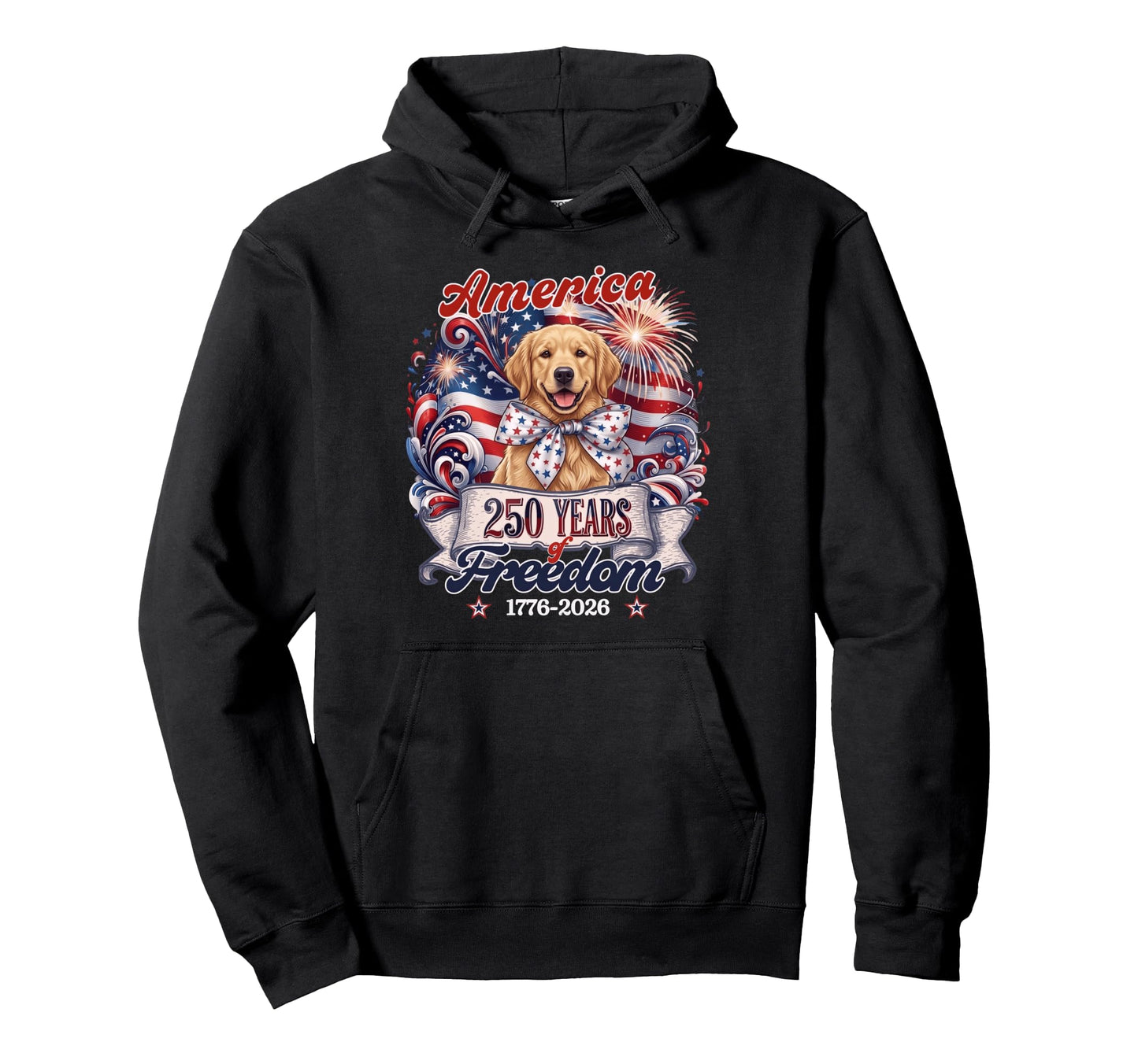 Golden Retriever Dog 250Th America Patriotic Hoodie - Graphic Print Unisex - T-Shirt, Sweatshirt, Hoodie
