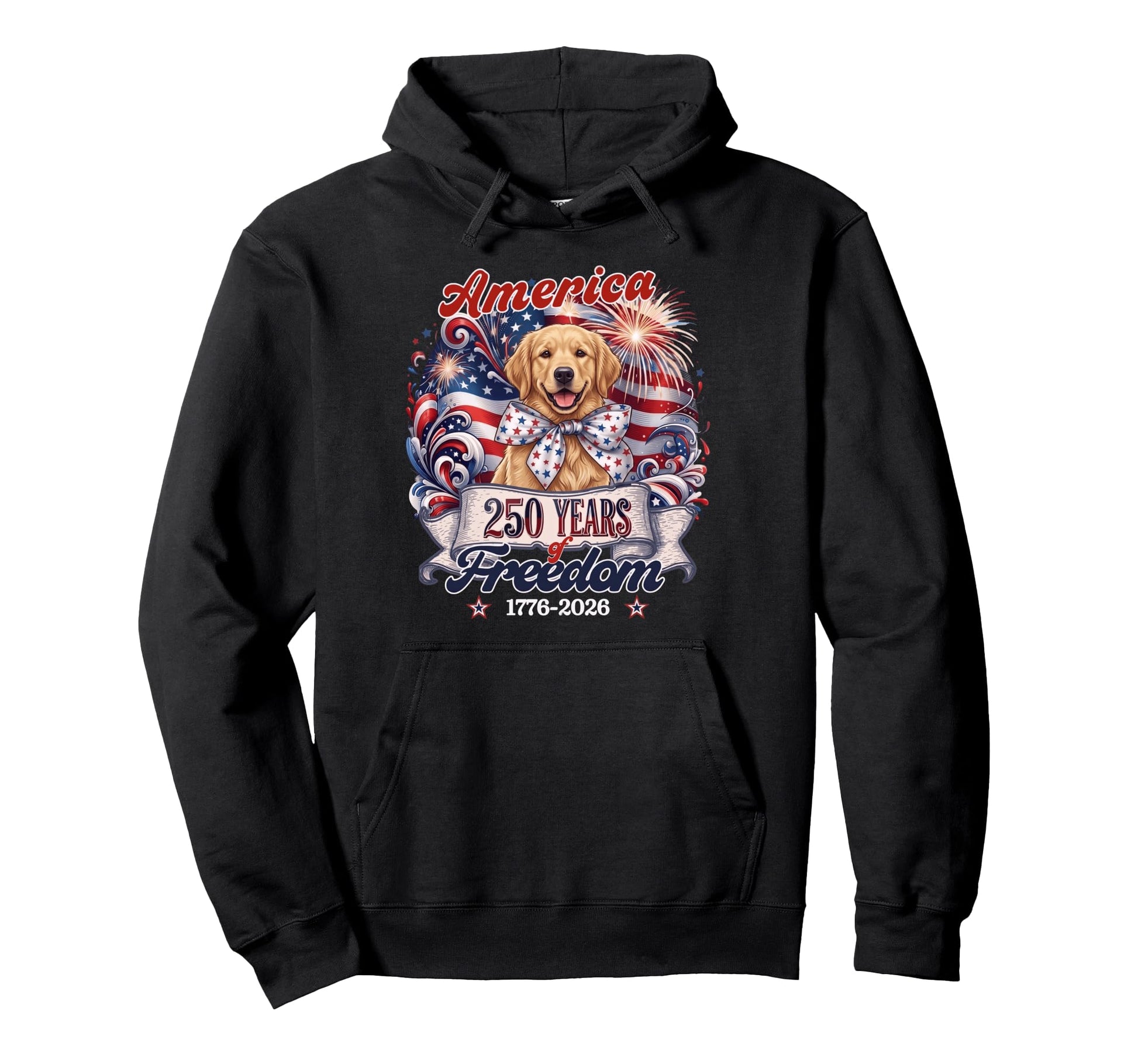 Golden Retriever Dog 250Th America Patriotic Hoodie - Graphic Print Unisex - T-Shirt, Sweatshirt, Hoodie