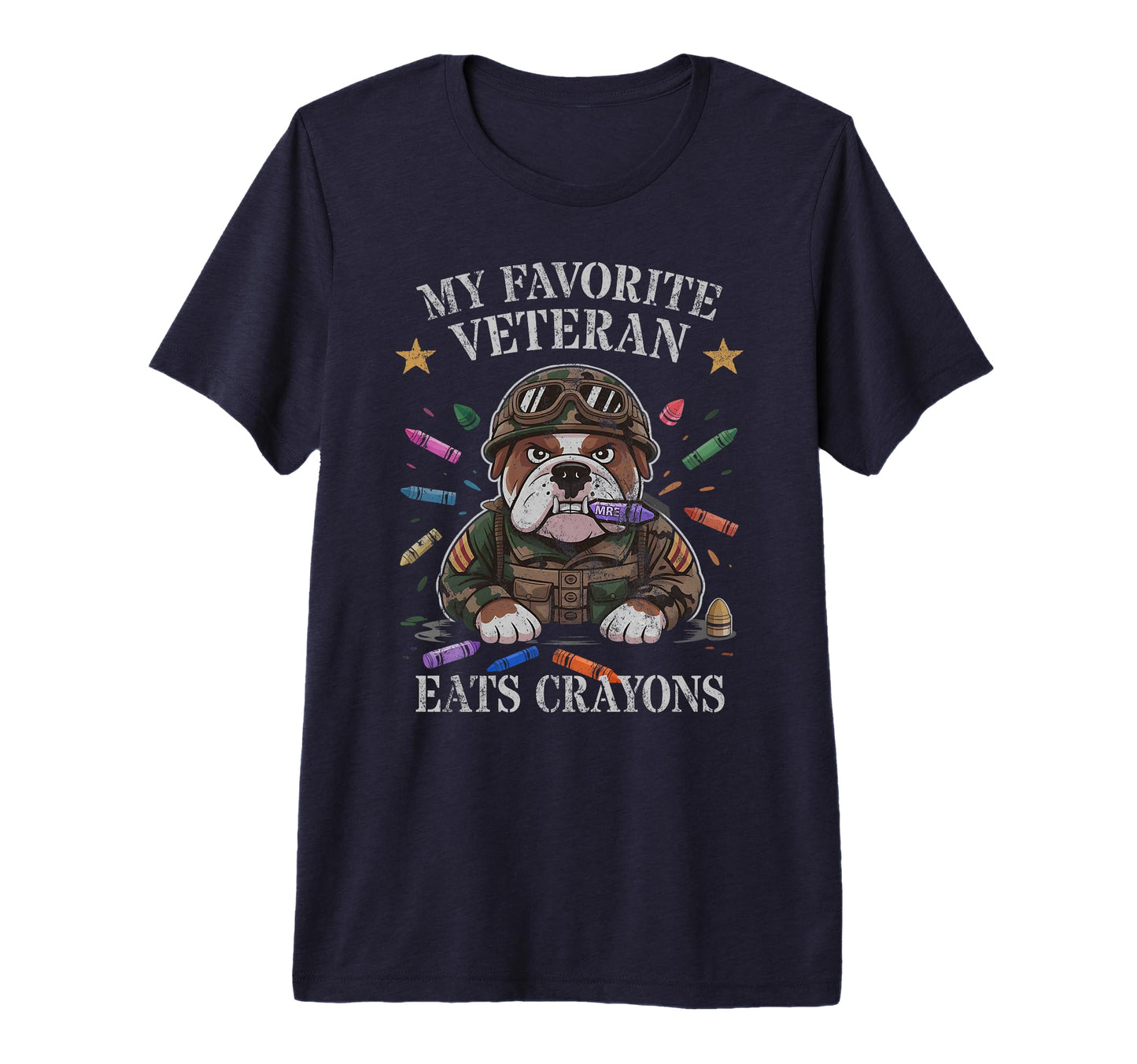 Bulldog My Favorite Veteran Eats T-Shirt - Unique Graphic for Adults - T-Shirt, Sweatshirt, Hoodie
