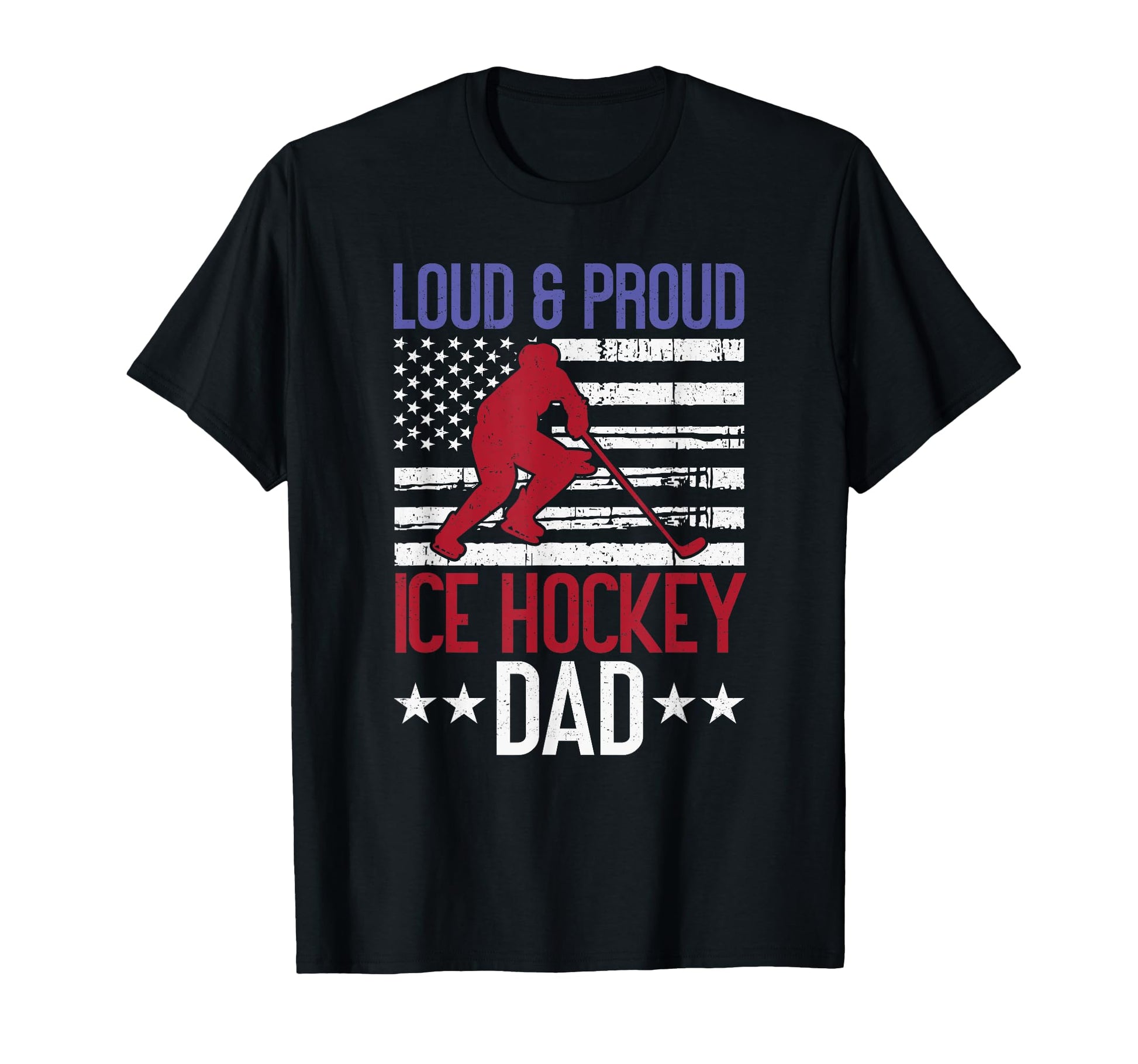 America Usa Flag Ice Hockey Dad Fathers T-Shirt - Unique Graphic Unisex - T-Shirt, Sweatshirt, Hoodie