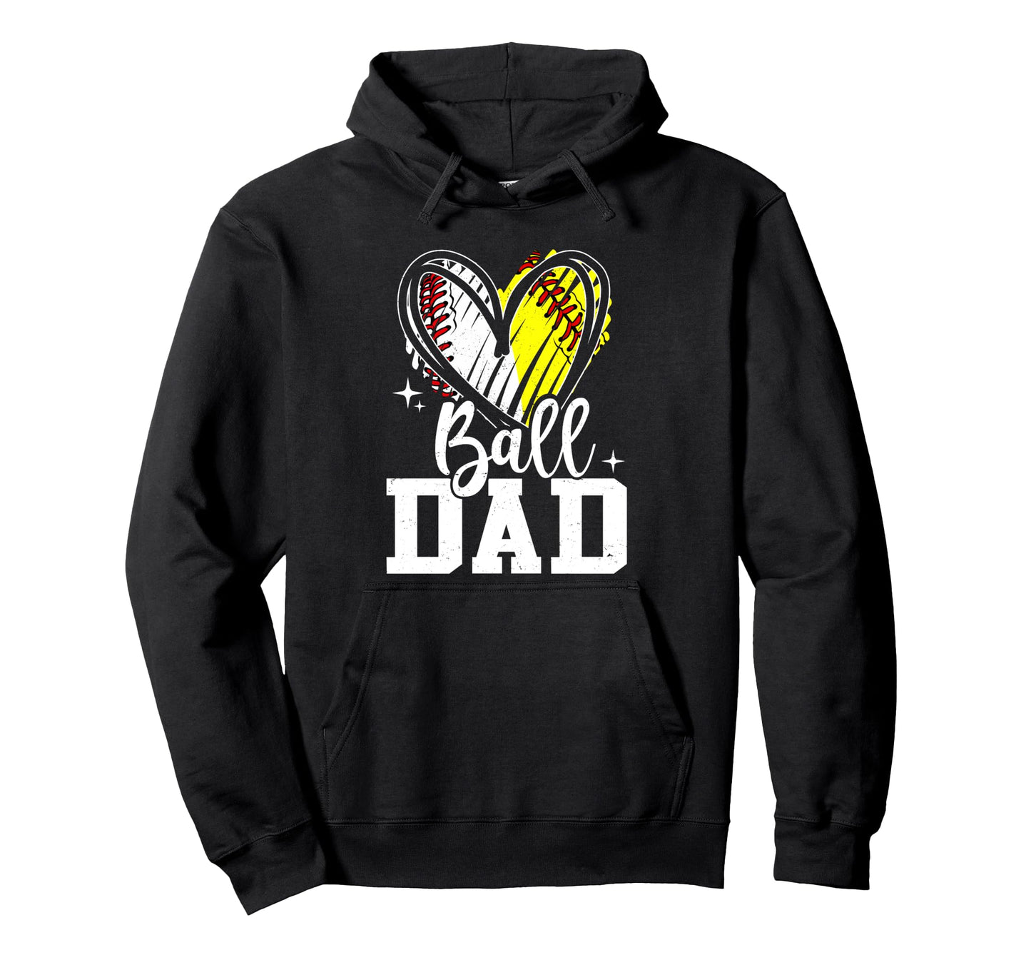 Ball Dad Softball Baseball Dad Daddy Hoodie - Custom Art Print for Adults - T-Shirt, Sweatshirt, Hoodie