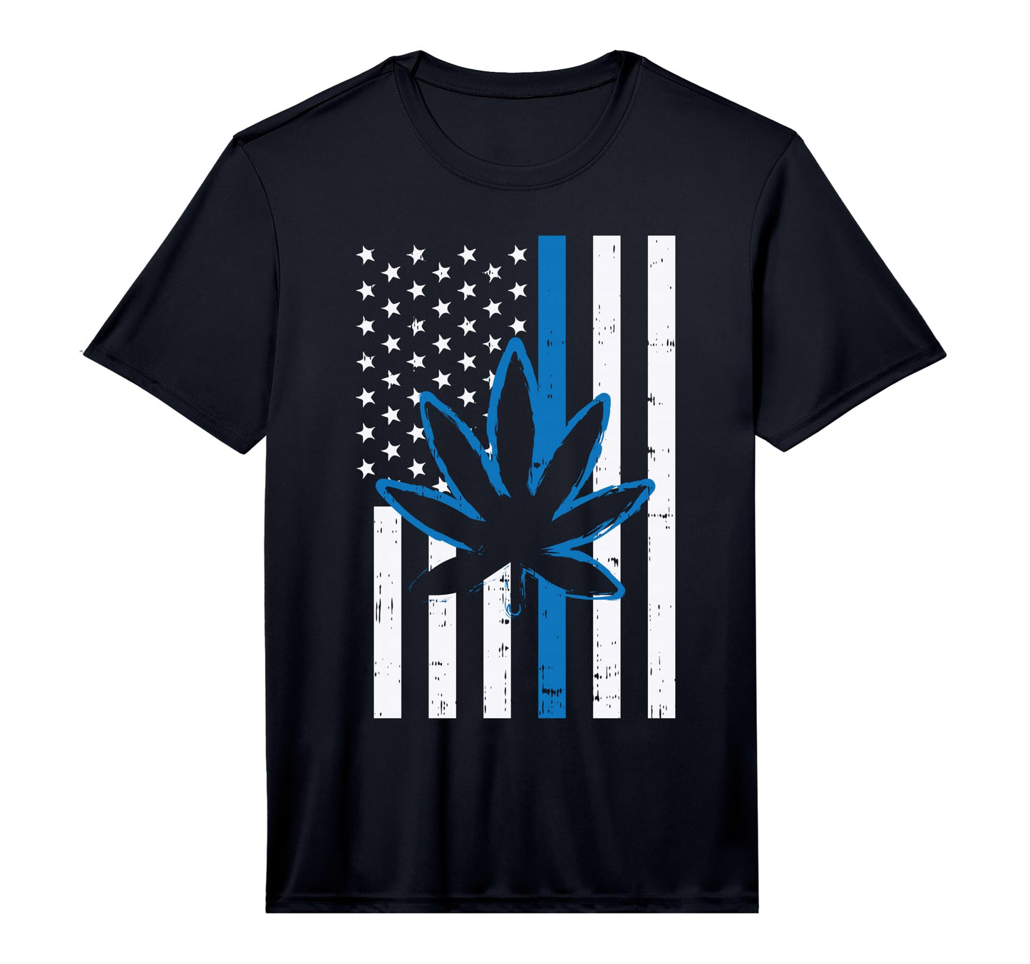Mens Weed Cannabis Flag Thin Blue Line T-Shirt - Minimalist Print Unisex - T-Shirt, Sweatshirt, Hoodie