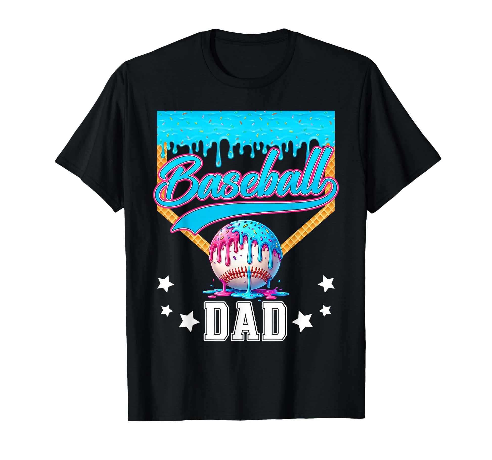 Baseball Dad Funny Fathers Day Ice Cream T-Shirt - Custom Art Print Unisex - T-Shirt, Sweatshirt, Hoodie