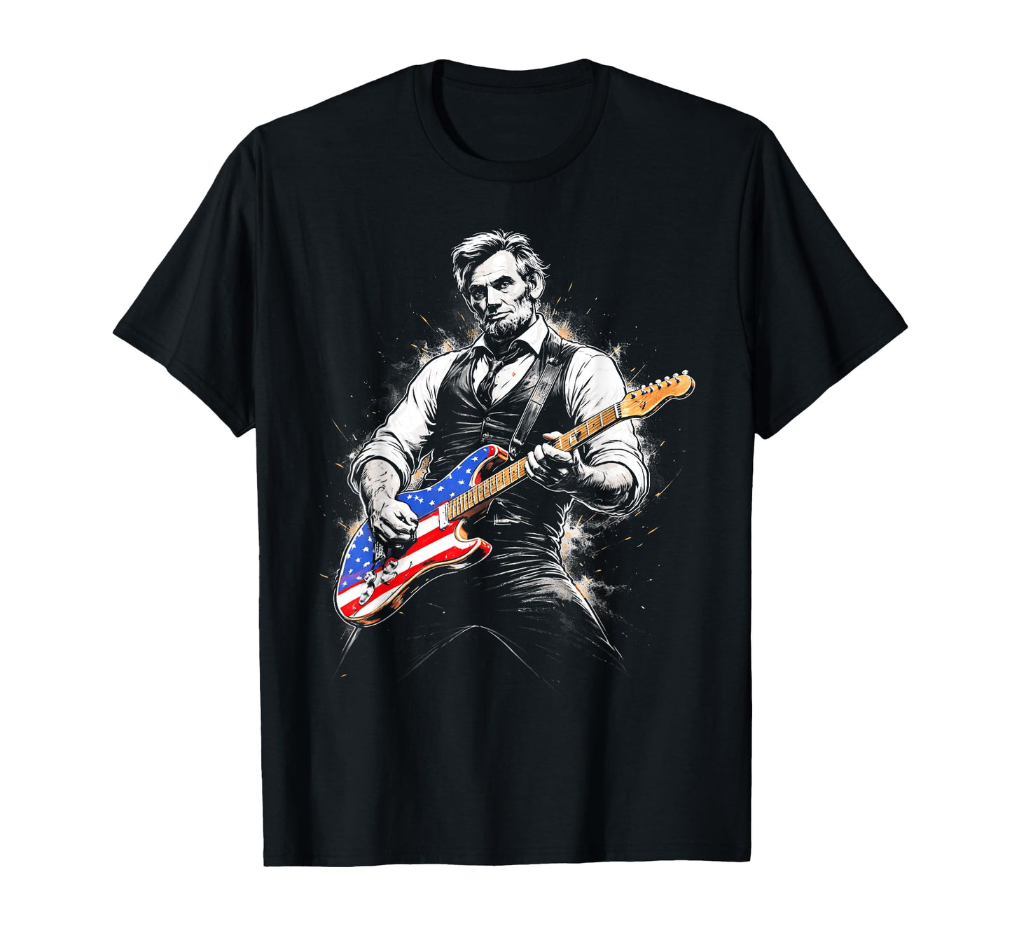 Abraham Lincoln Abe Lincoln Playing Guitar T-Shirt - Trendy Graphic Unisex - T-Shirt, Sweatshirt, Hoodie