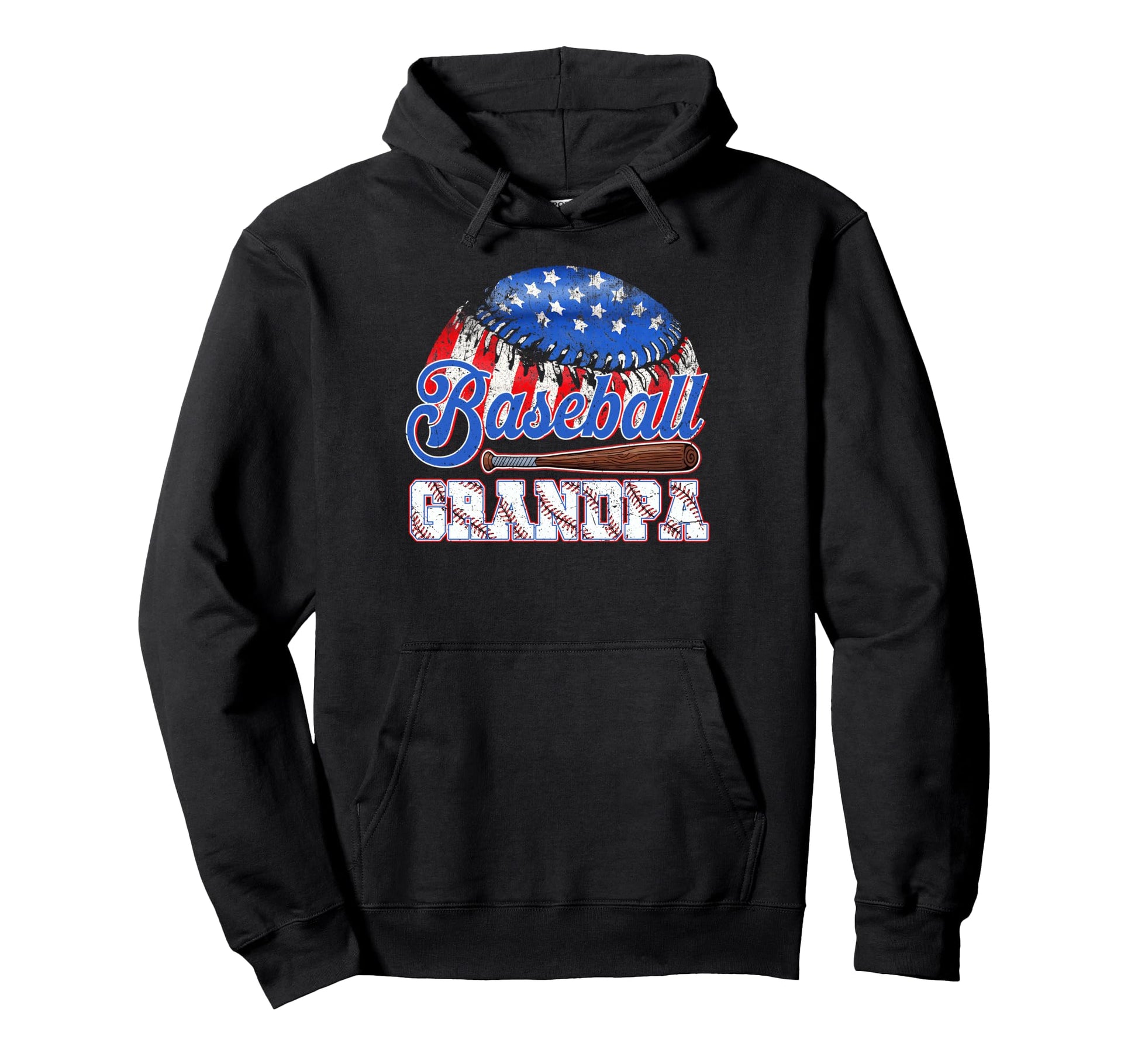 Baseball Grandpa Usa Flag Fathers Hoodie - Fun Novelty Design for Adults - T-Shirt, Sweatshirt, Hoodie