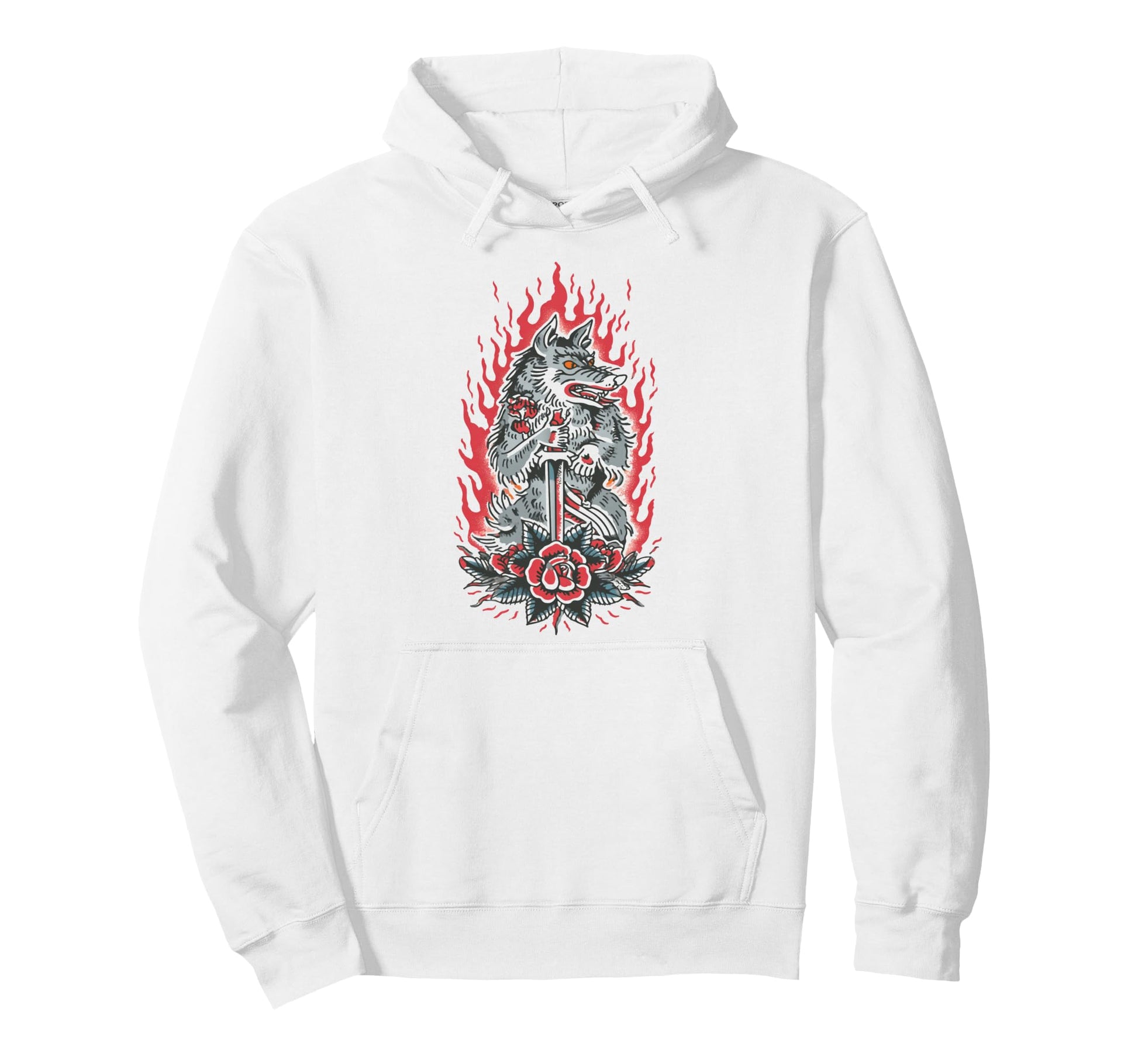 Werewolf American Traditional Tattoo Hoodie - Novelty Apparel for Adults - T-Shirt, Sweatshirt, Hoodie