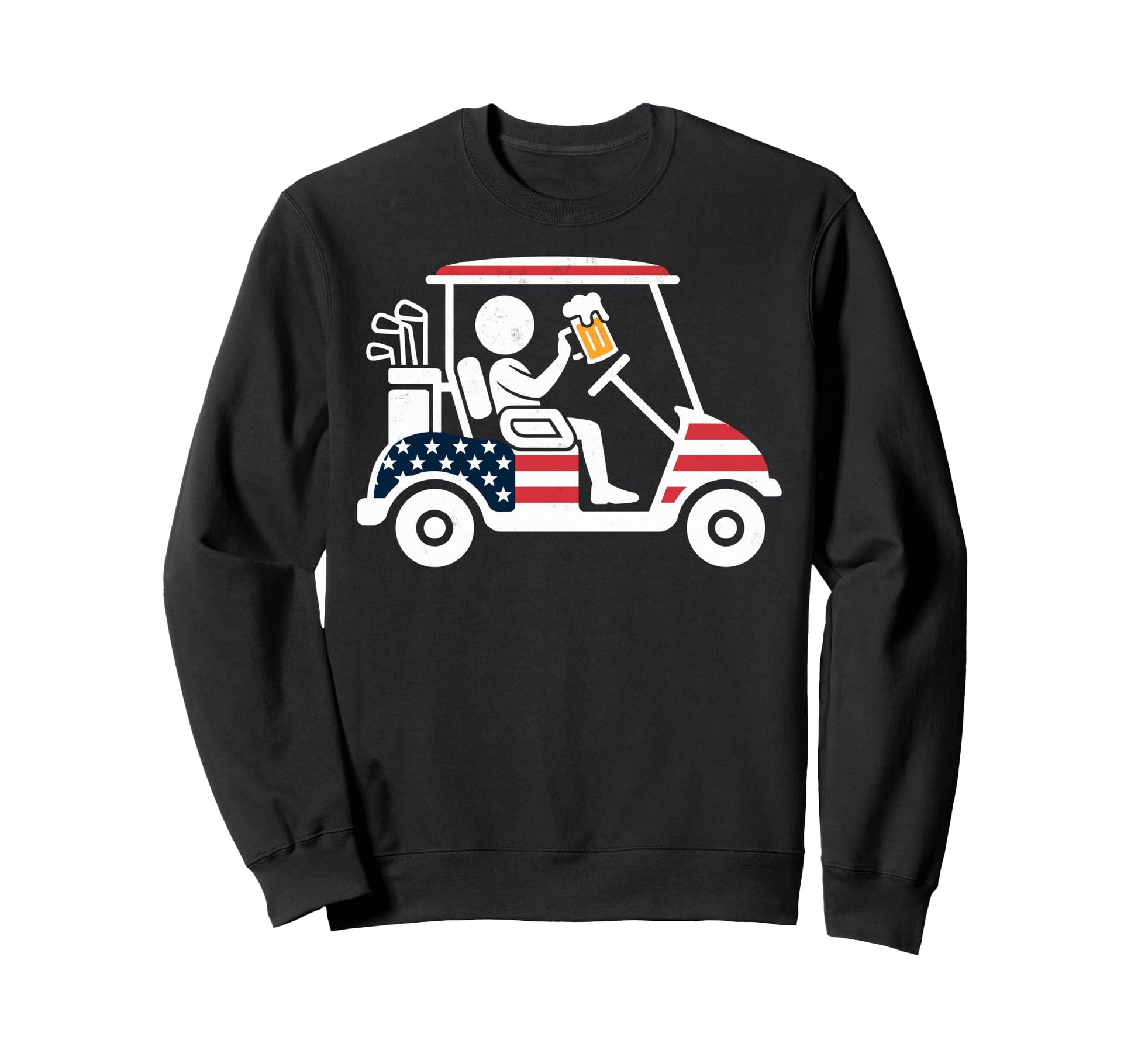 Us Flag Beer Lover Golf Cart Player Sweatshirt - Trendy Graphic Unisex - T-Shirt, Sweatshirt, Hoodie