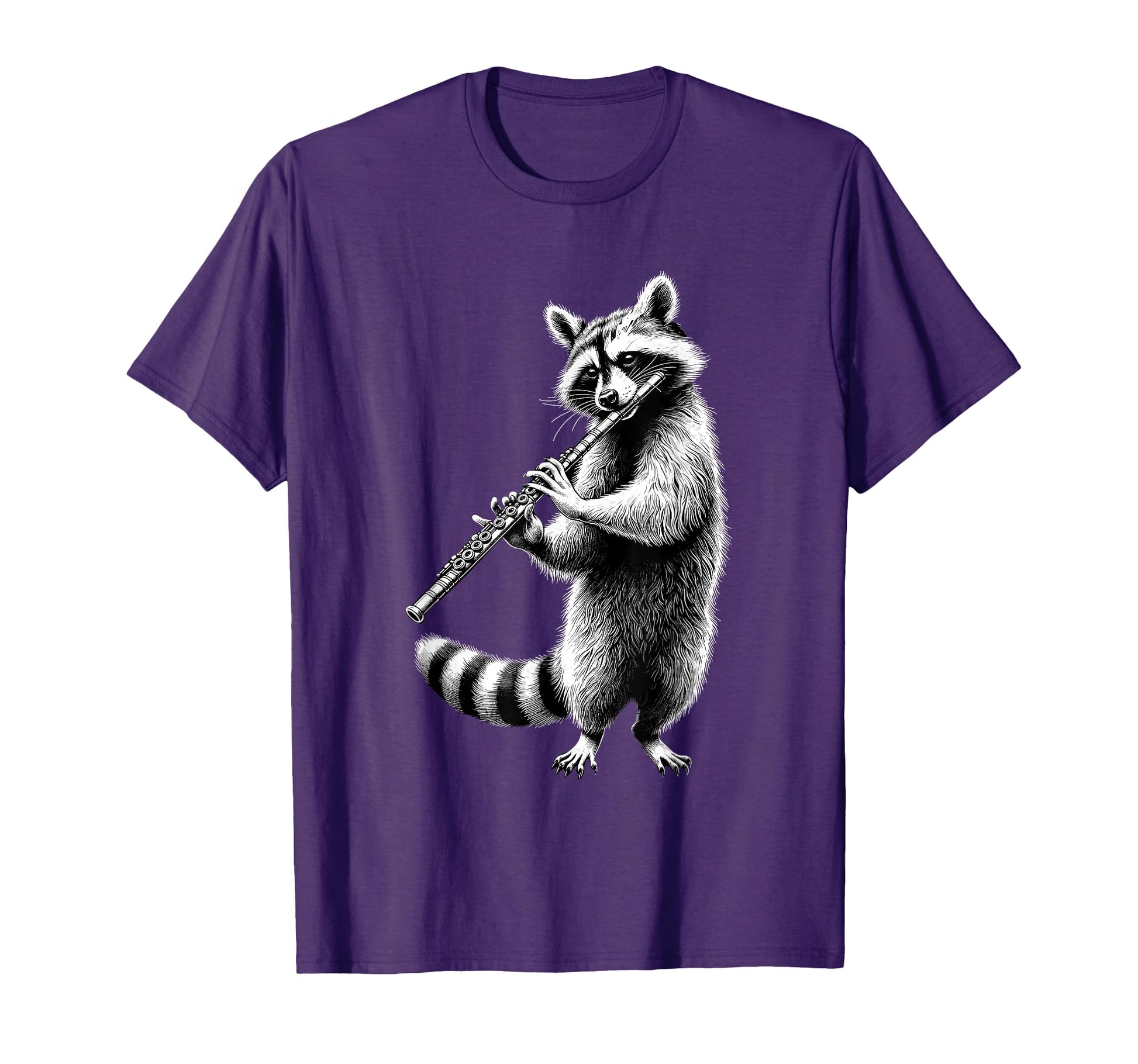 Raccoon Playing Flute Flutist Player T-Shirt - Custom Art Print Unisex - T-Shirt, Sweatshirt, Hoodie