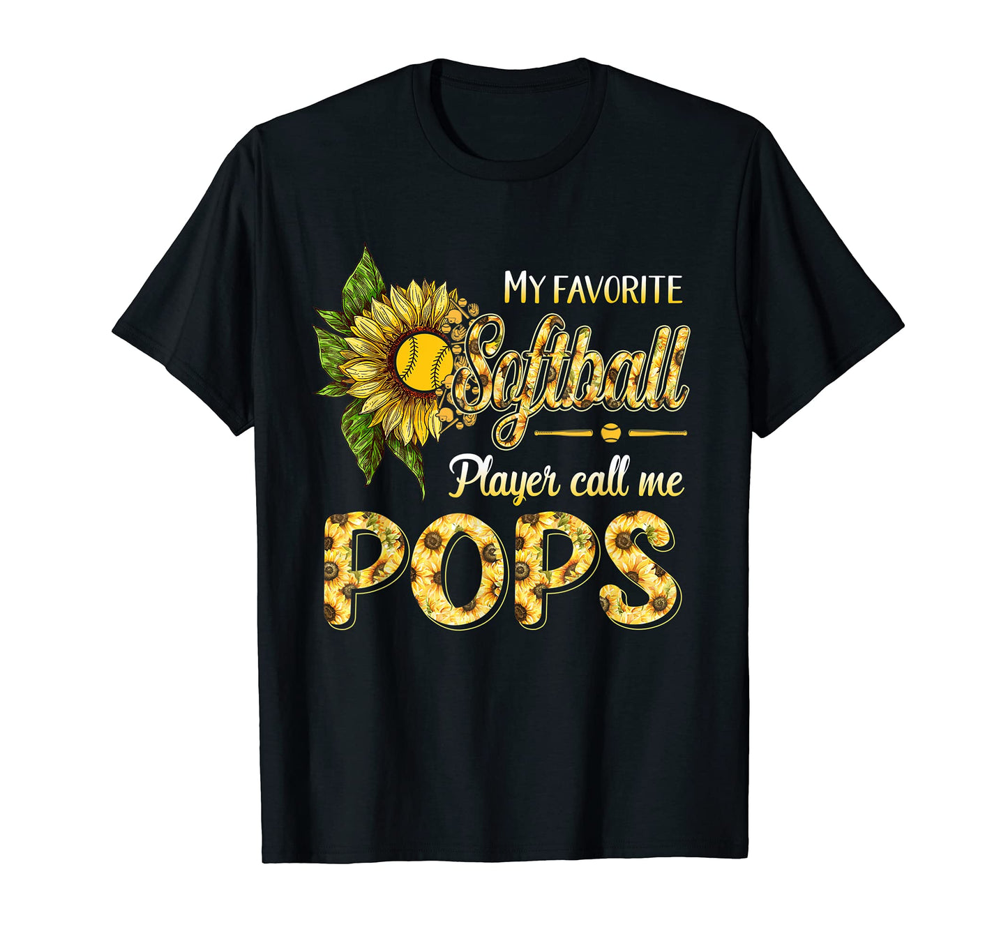 Softball Baseball Sunflower Fathers T-Shirt - Minimalist Print Men Women - T-Shirt, Sweatshirt, Hoodie