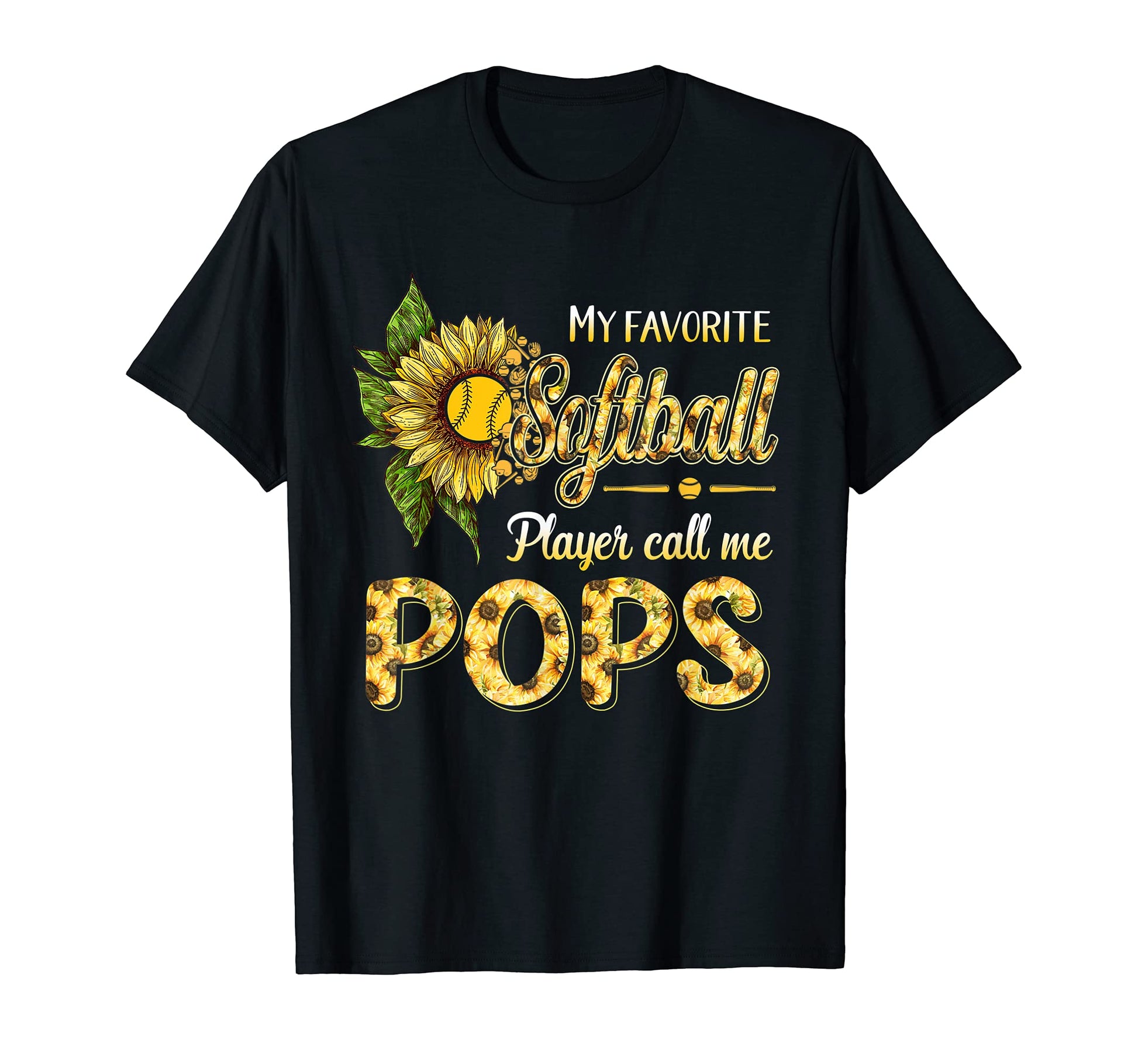 Softball Baseball Sunflower Fathers T-Shirt - Minimalist Print Men Women - T-Shirt, Sweatshirt, Hoodie