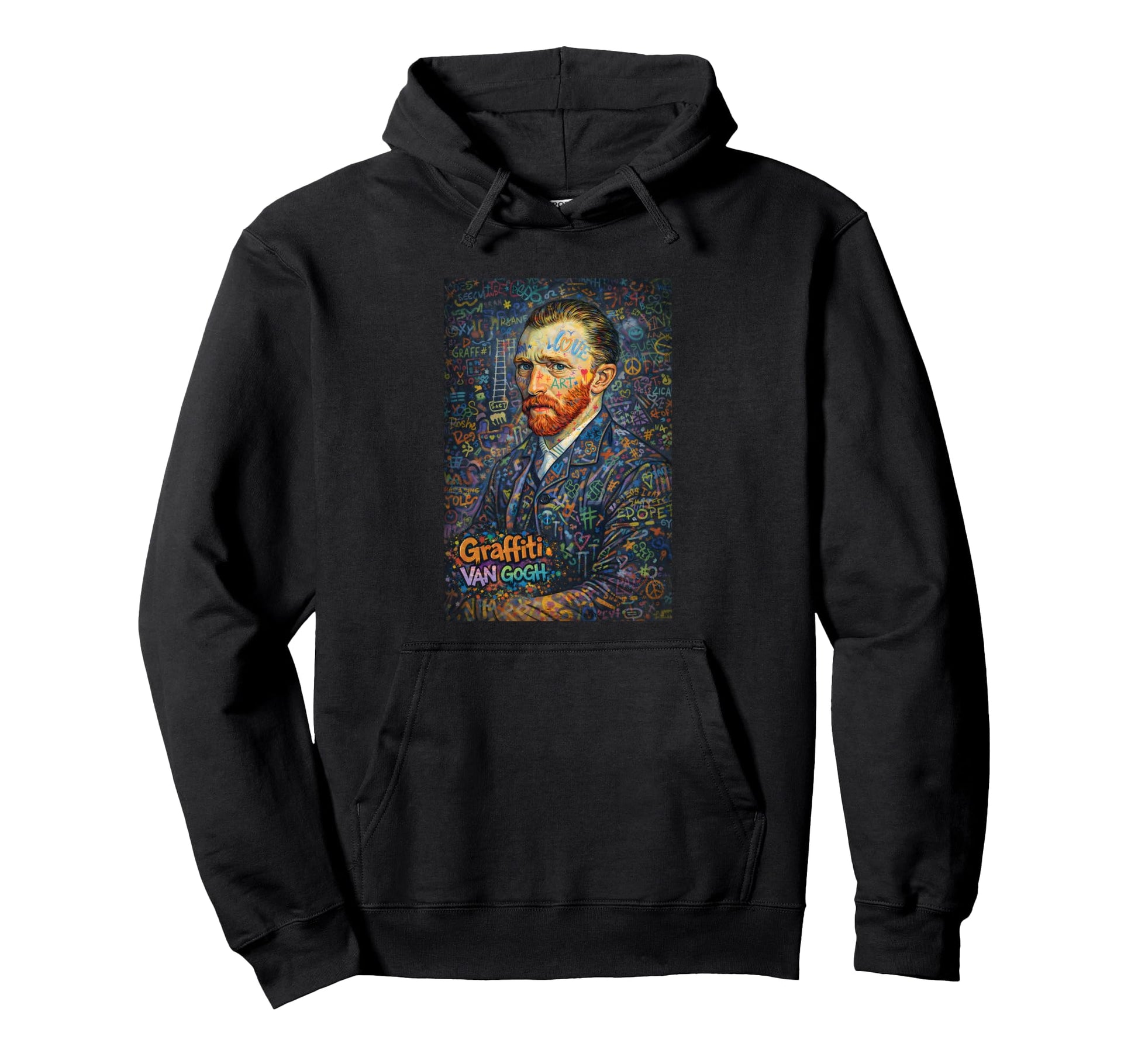 Graffiti Van Gogh Portrait Colorful Pop Hoodie - Trendy Graphic for Adults - T-Shirt, Sweatshirt, Hoodie