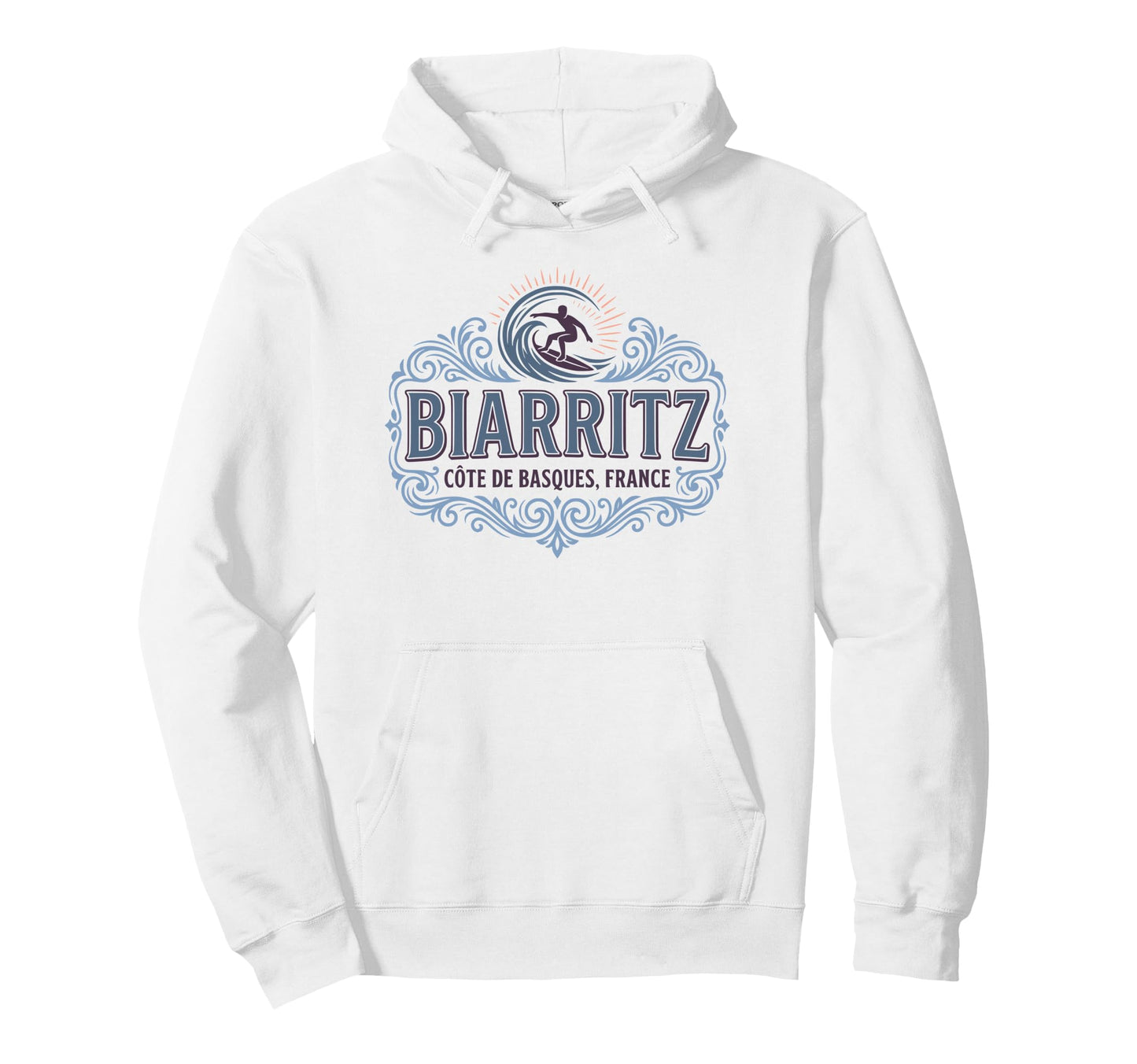 Biarritz C Te Des Basques France Surf Hoodie - Aesthetic Graphic Unisex - T-Shirt, Sweatshirt, Hoodie