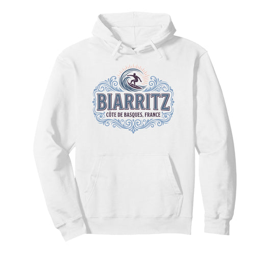 Biarritz C Te Des Basques France Surf Hoodie - Aesthetic Graphic Unisex - T-Shirt, Sweatshirt, Hoodie