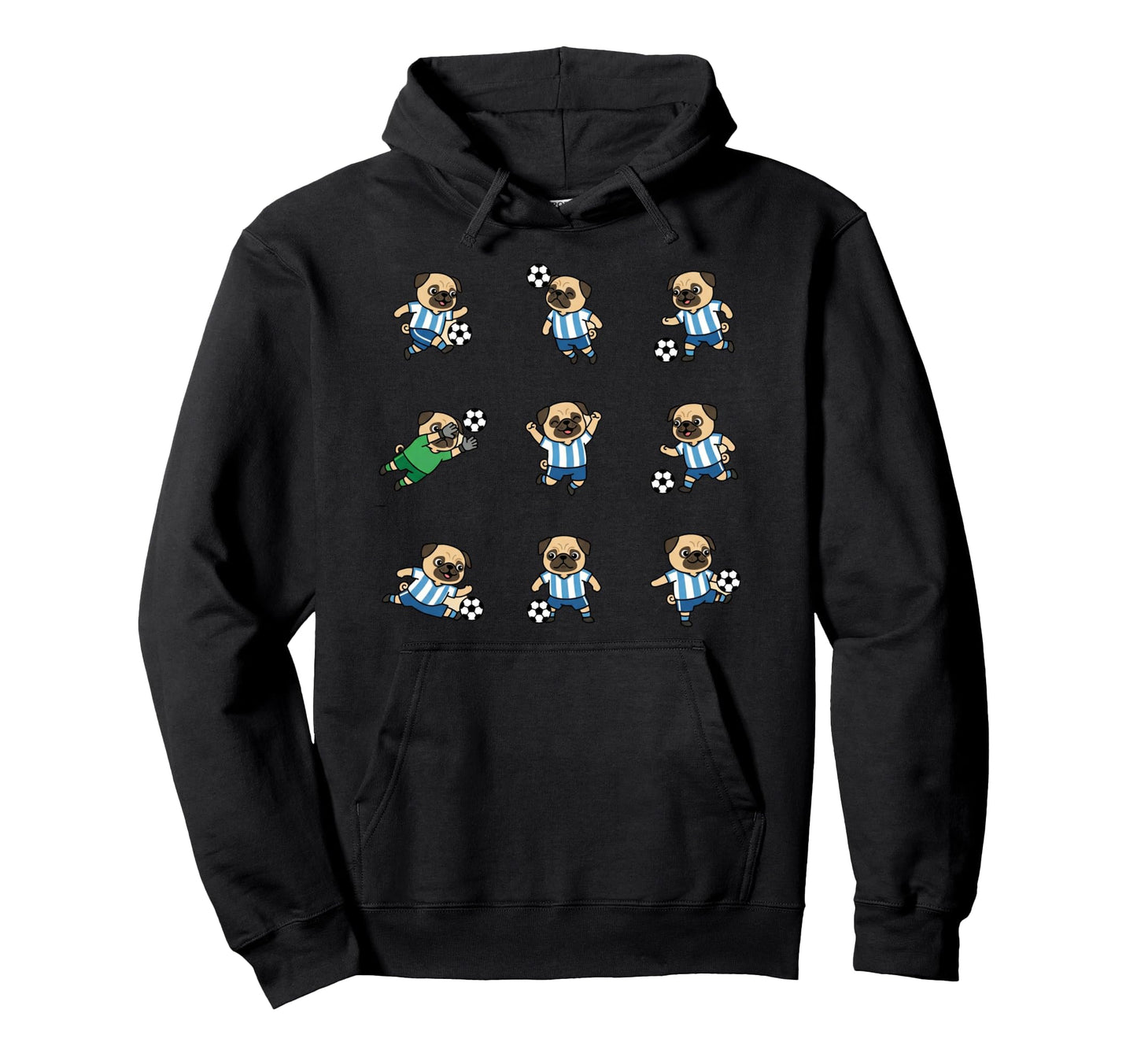 Pug Soccer Player Funny Dog Football Hoodie - Aesthetic Graphic for Adults - T-Shirt, Sweatshirt, Hoodie
