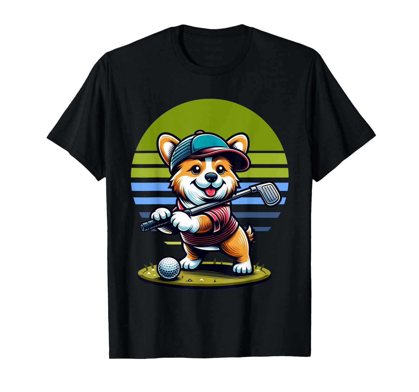 Standing Corgi Swinging Golf Club Funny T-Shirt - Aesthetic Graphic Unisex - T-Shirt, Sweatshirt, Hoodie