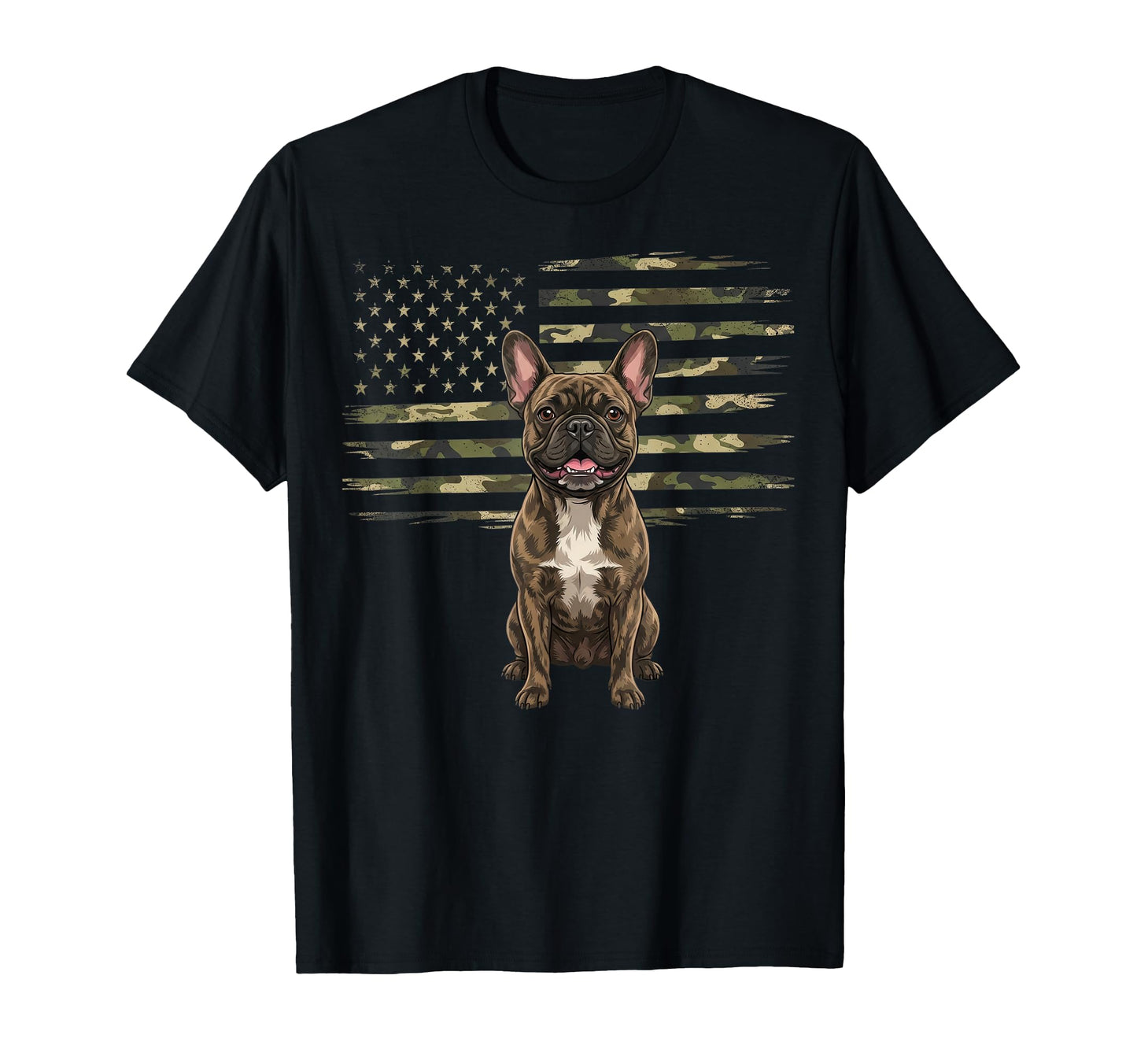 Camo American Flag French Bulldog T-Shirt - Fun Novelty Design for Adults - T-Shirt, Sweatshirt, Hoodie