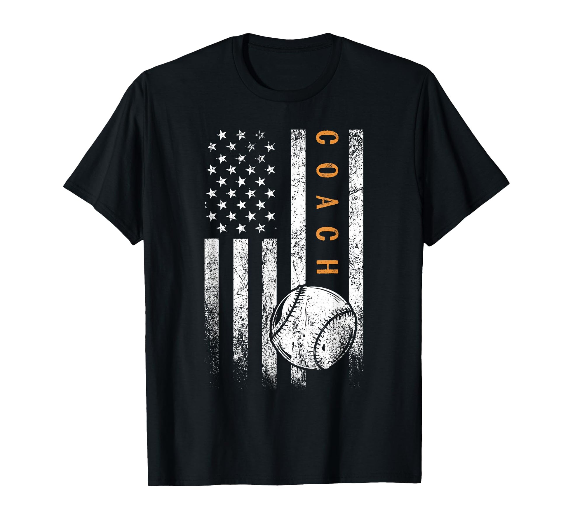 Baseball Coach American Flag Baseball T-Shirt - Graphic Print Men Women - T-Shirt, Sweatshirt, Hoodie