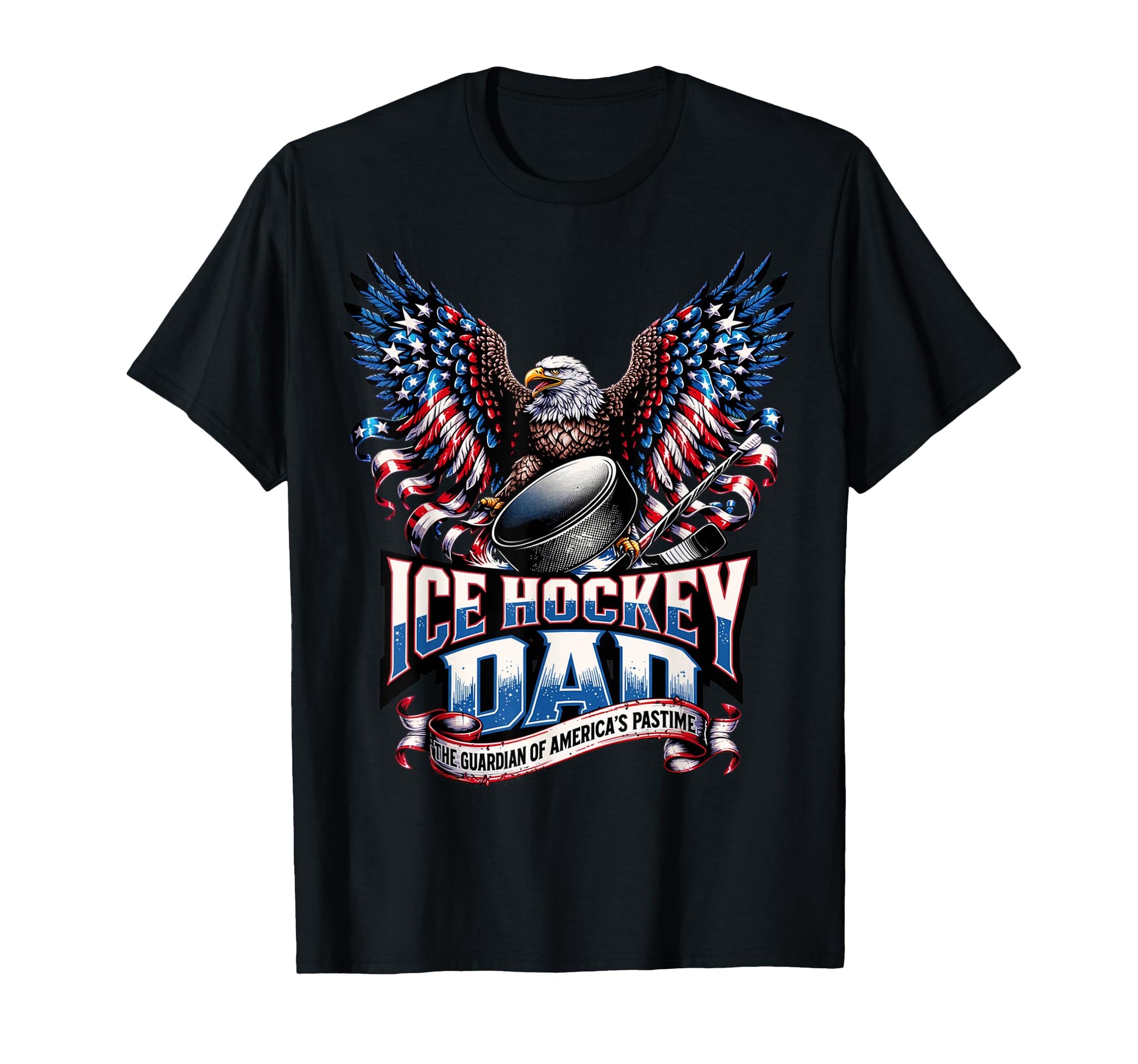 Ice Hockey Dad American Flag Ice Hockey T-Shirt - Trendy Graphic Unisex - T-Shirt, Sweatshirt, Hoodie