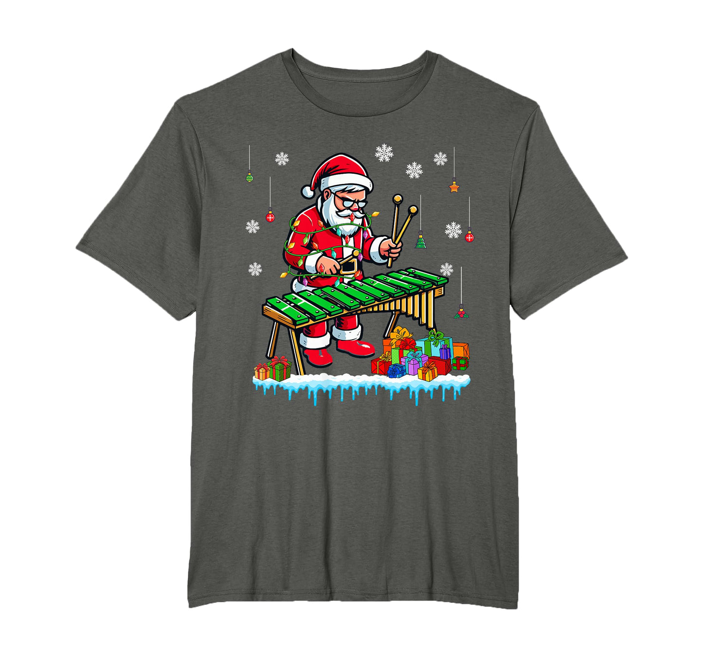 Santa Sunglasses Playing Xylophone T-Shirt - Aesthetic Graphic Unisex - T-Shirt, Sweatshirt, Hoodie