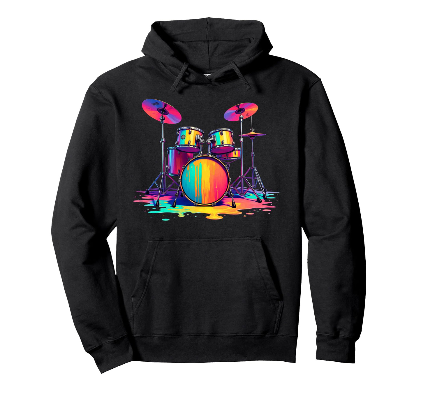 Pop Art Melting Drum Set Drummer Hoodie - Casual Everyday Wear Men Women - T-Shirt, Sweatshirt, Hoodie