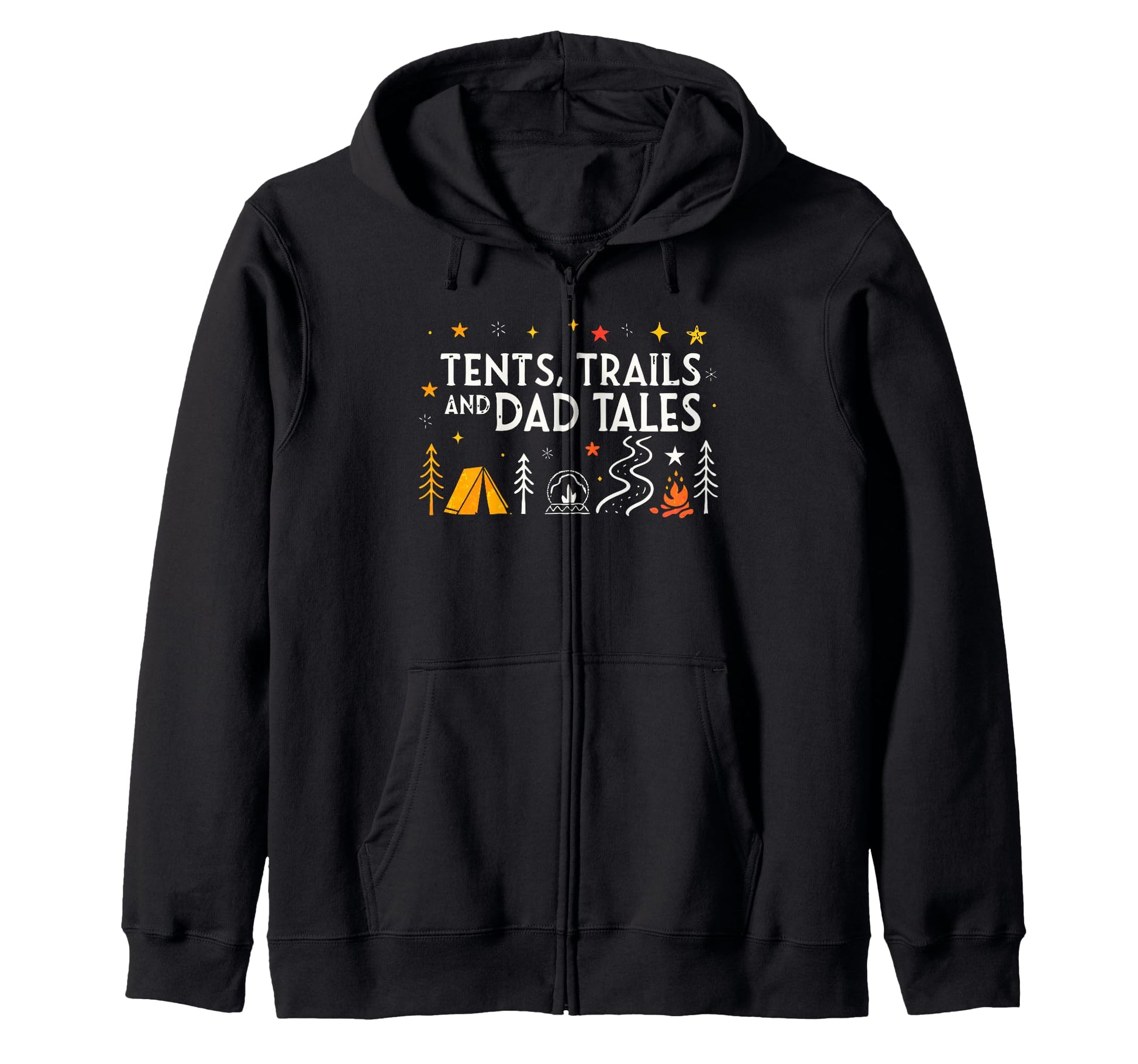 Tents Trails And Dad Tales Hiking Sweatshirt - Graphic Print for Adults - T-Shirt, Sweatshirt, Hoodie